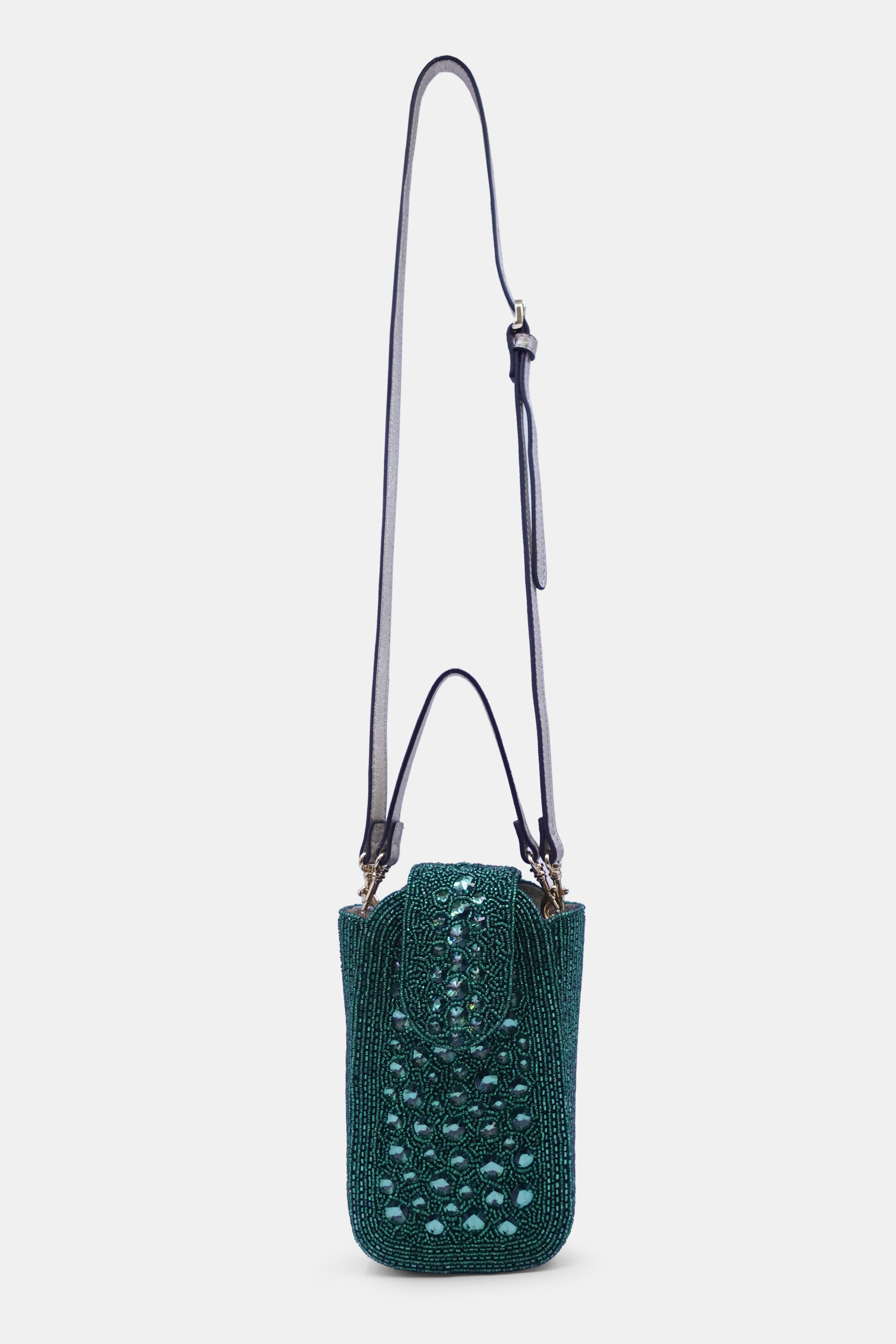 Green Crystal Embellished  Clutch