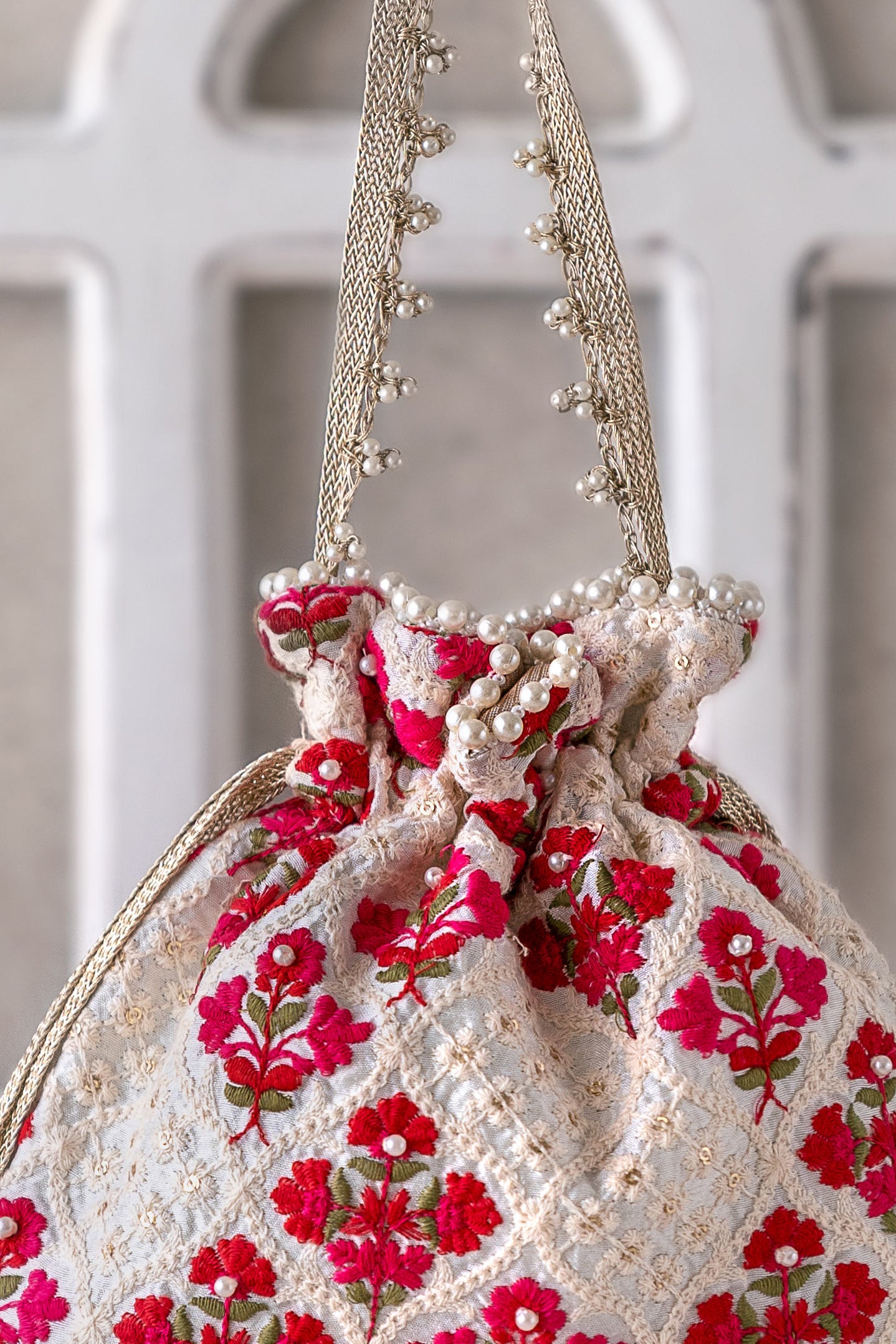 Gulab Embroidered Silk Potli Bag