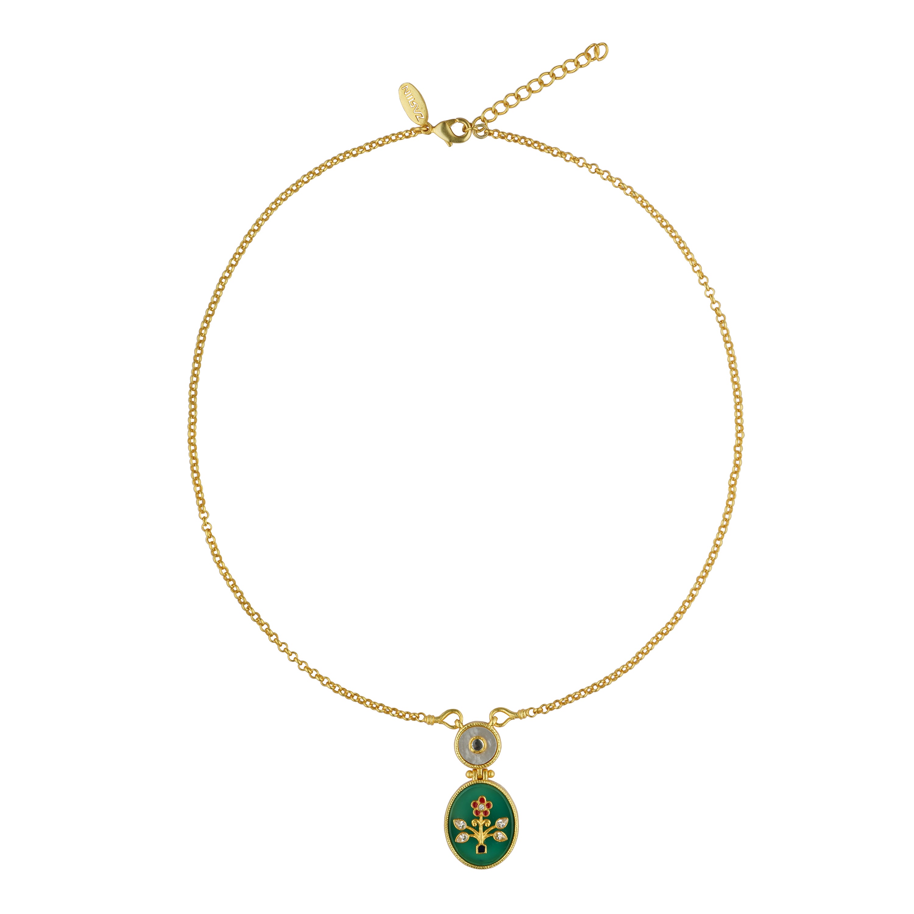 Vintage Queen Green Onyx Pendant Necklace