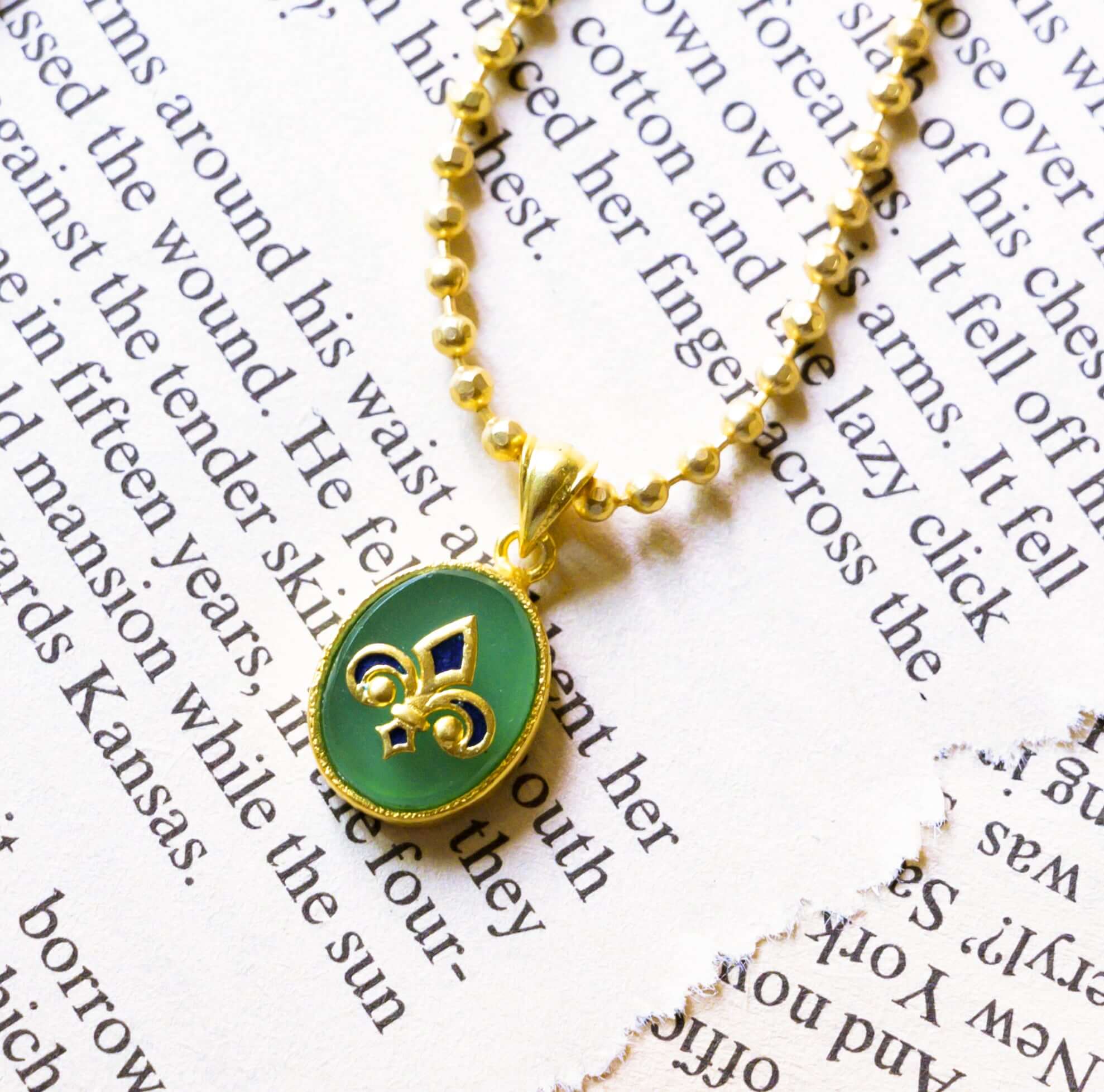 In Her Footsteps Green Onyx Pendant Necklace
