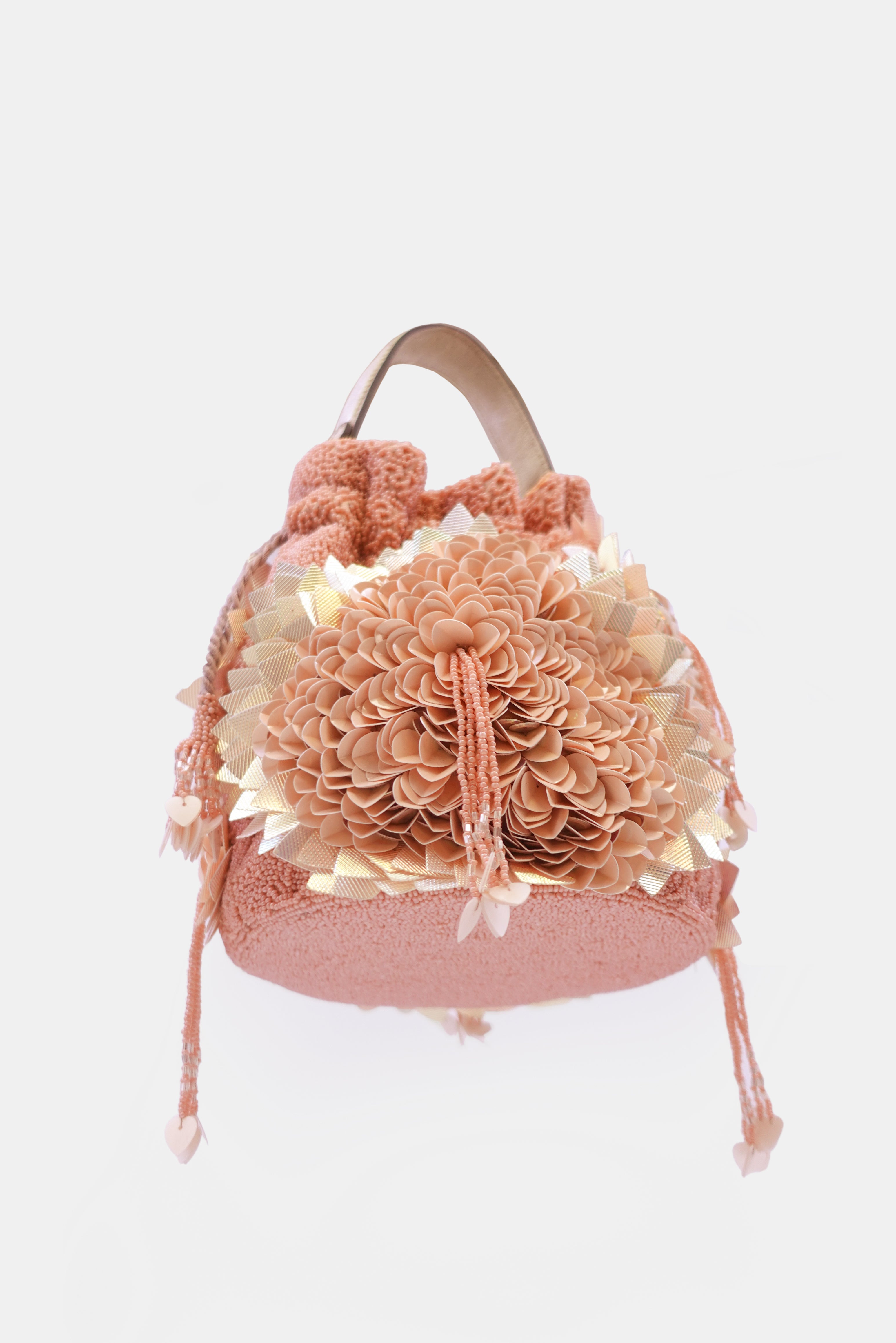 Hand Embroidered Peach Potli Bag