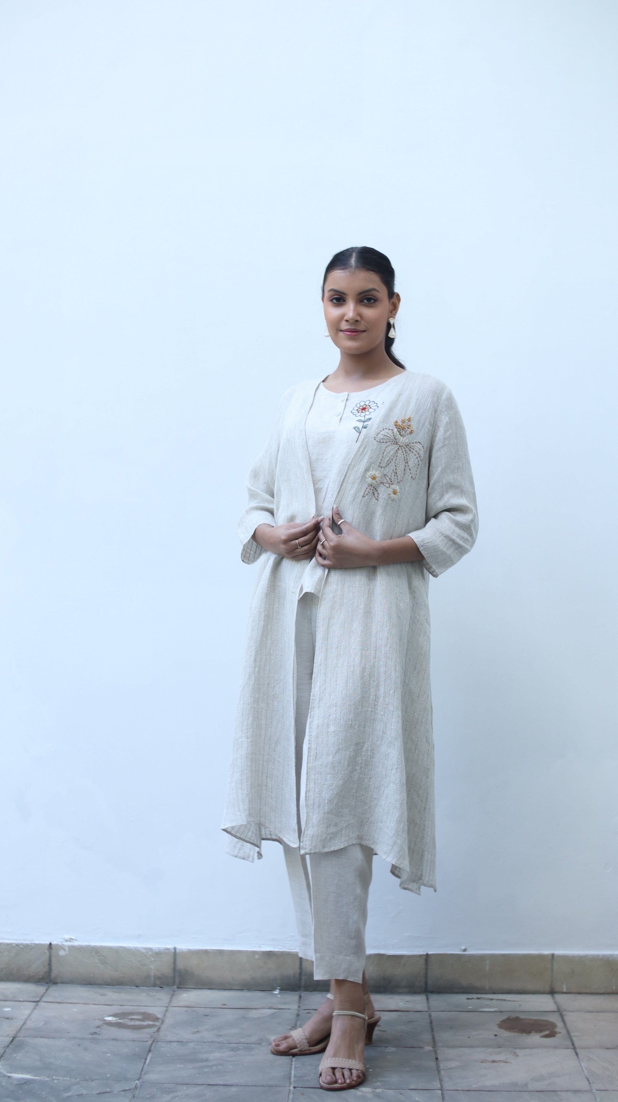Beige Embroidered Cape