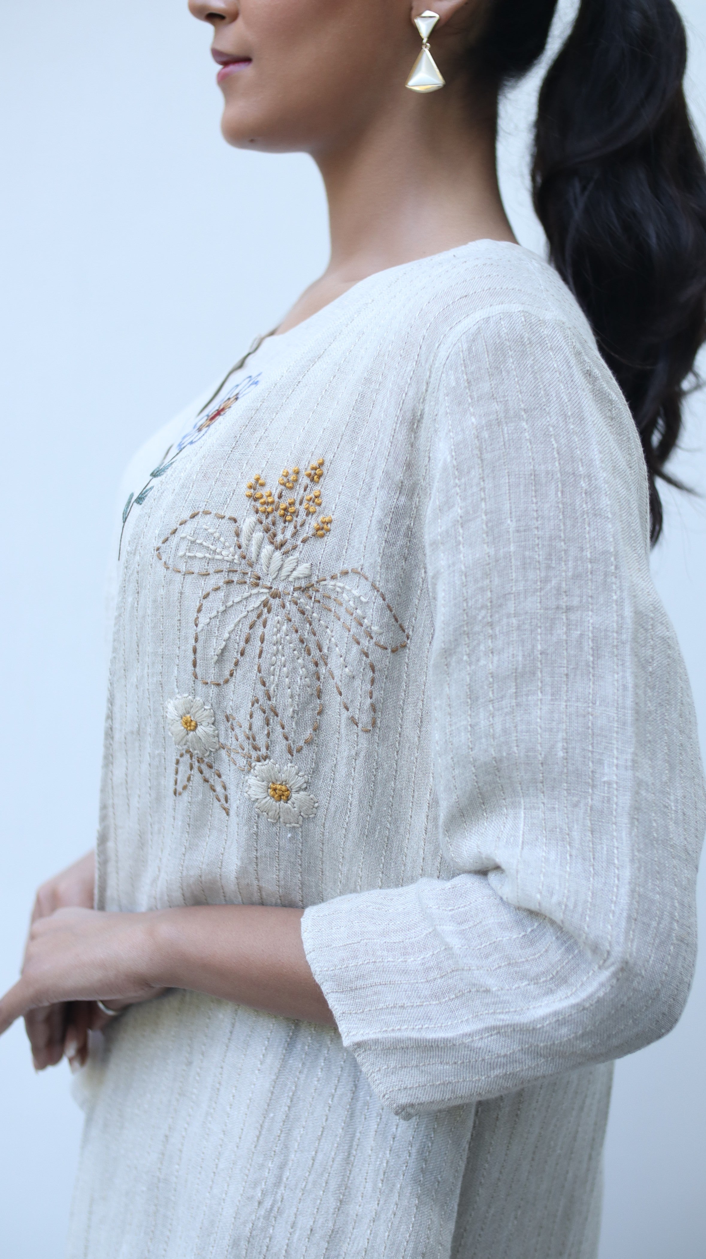 Beige Embroidered Cape