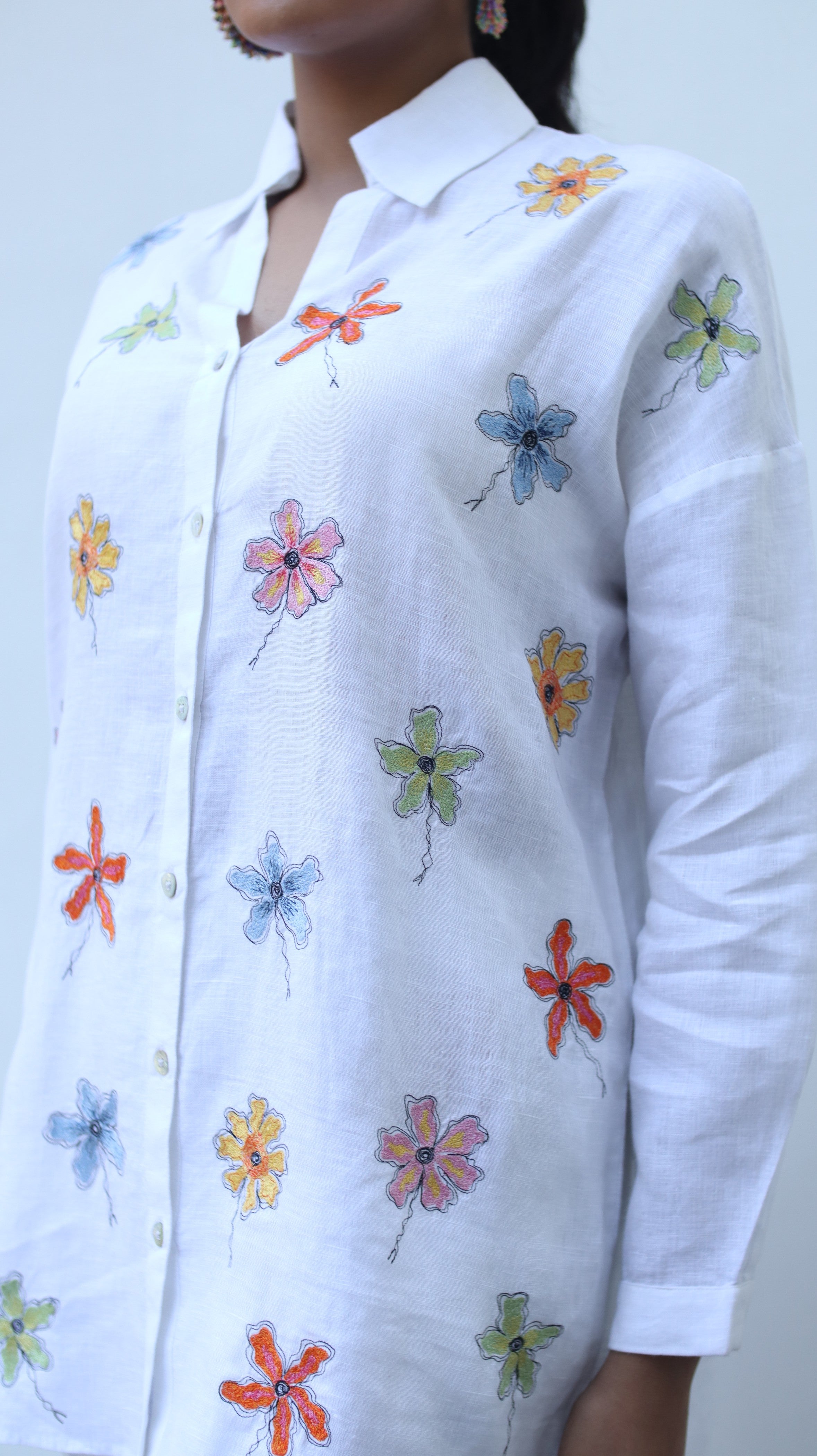 White Embroidered  Shirt