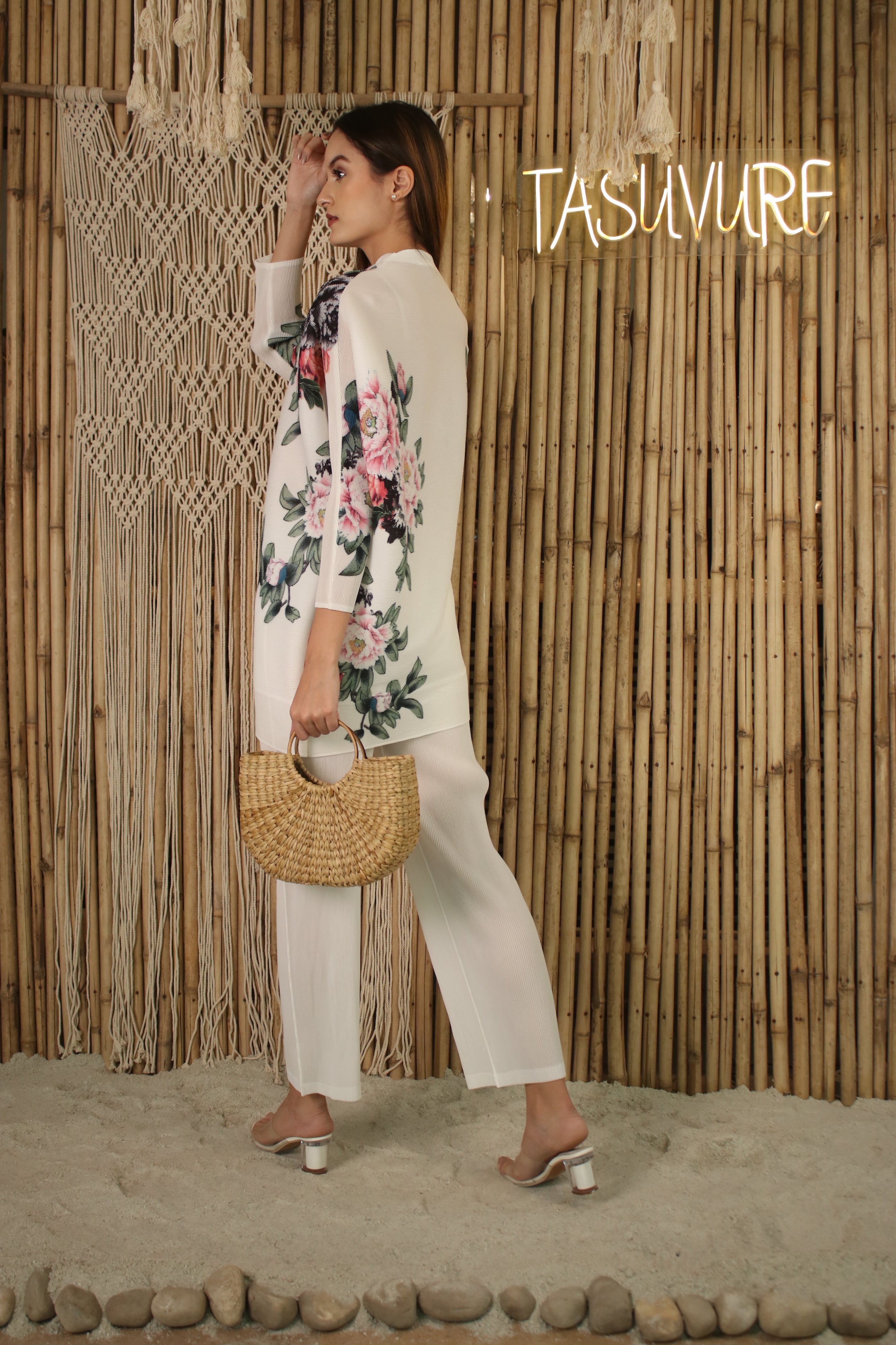 Fairlie Floral Shirt With Pleated Pant - White