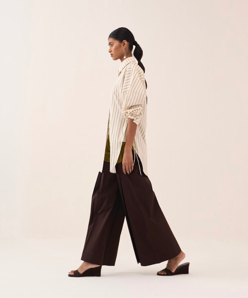 Side Drawstring Stripe Shirt