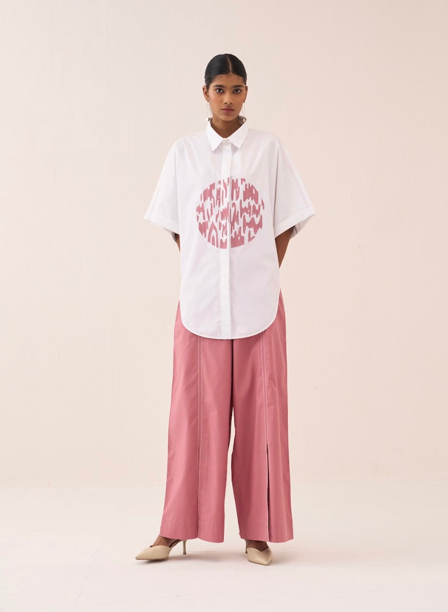 U-hem Circle Emb. Shirt Co-ord (set Of 2)
