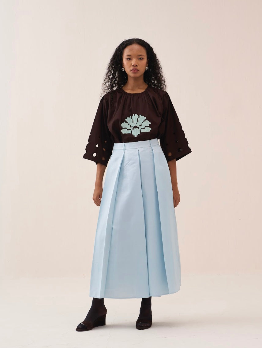Gathered Emb. Top Co-ord