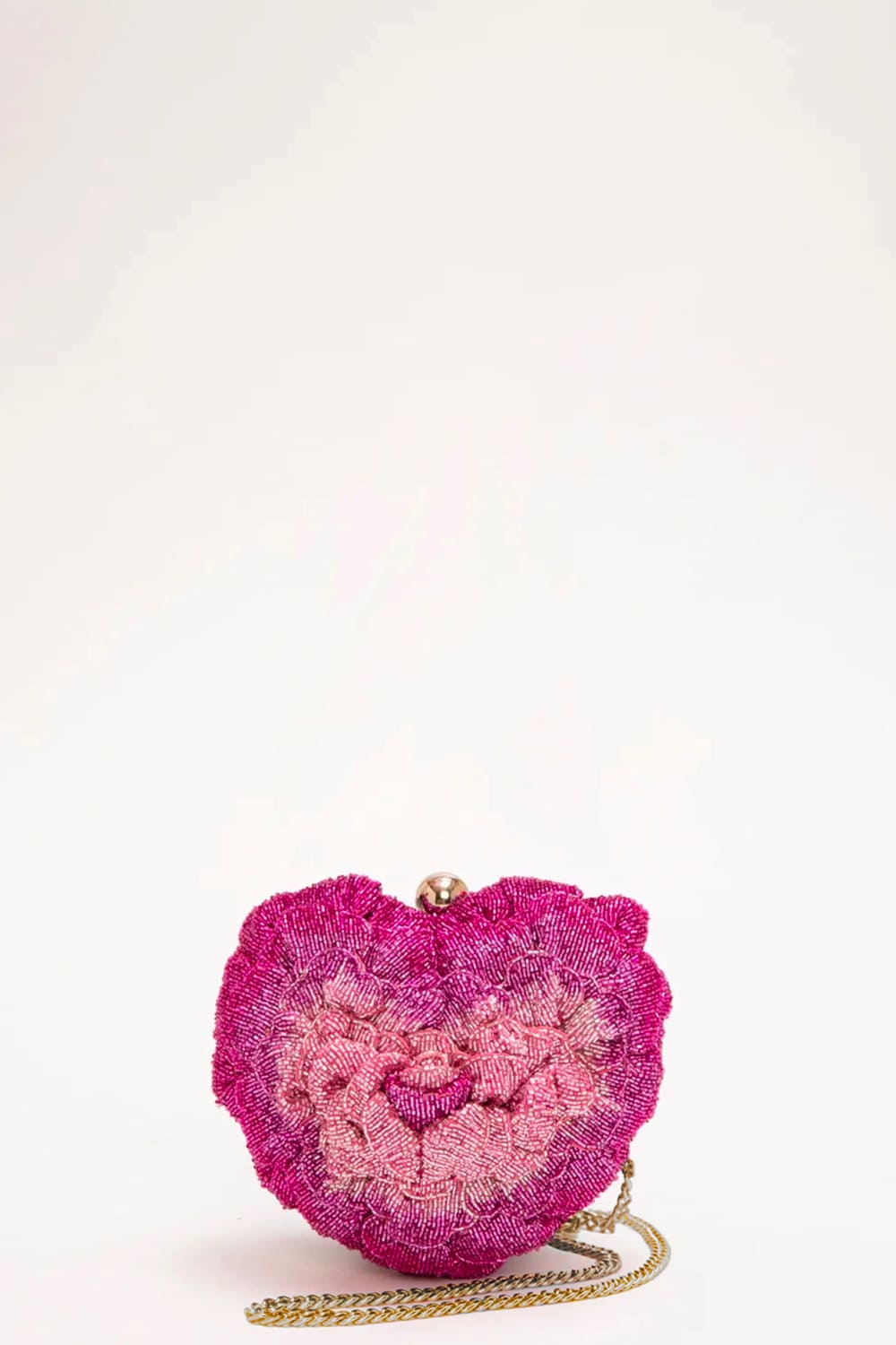 Isa Beaded Heart Clutch - Rose