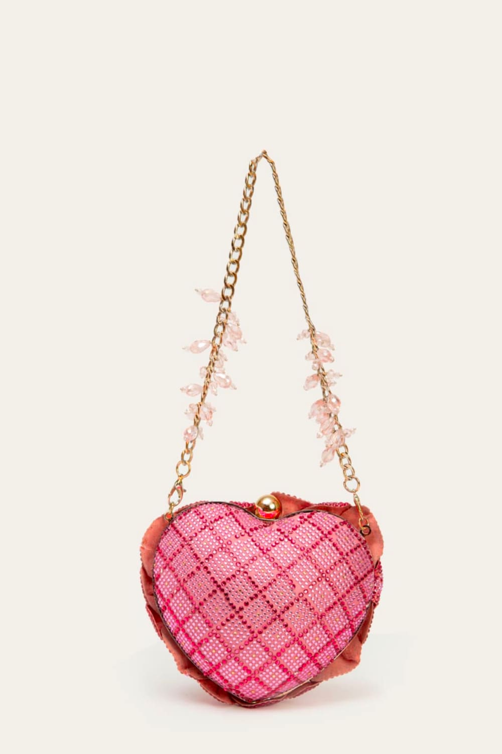 Isa Crystal Heart Clutch - Blush