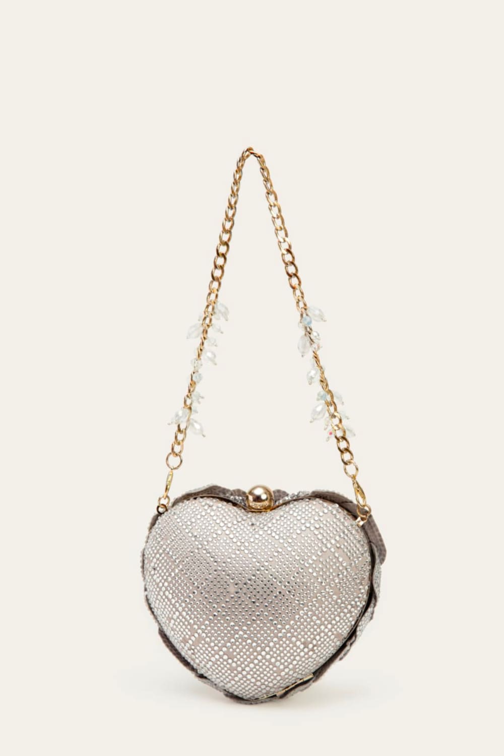 Isa Crystal Heart Clutch - Silver