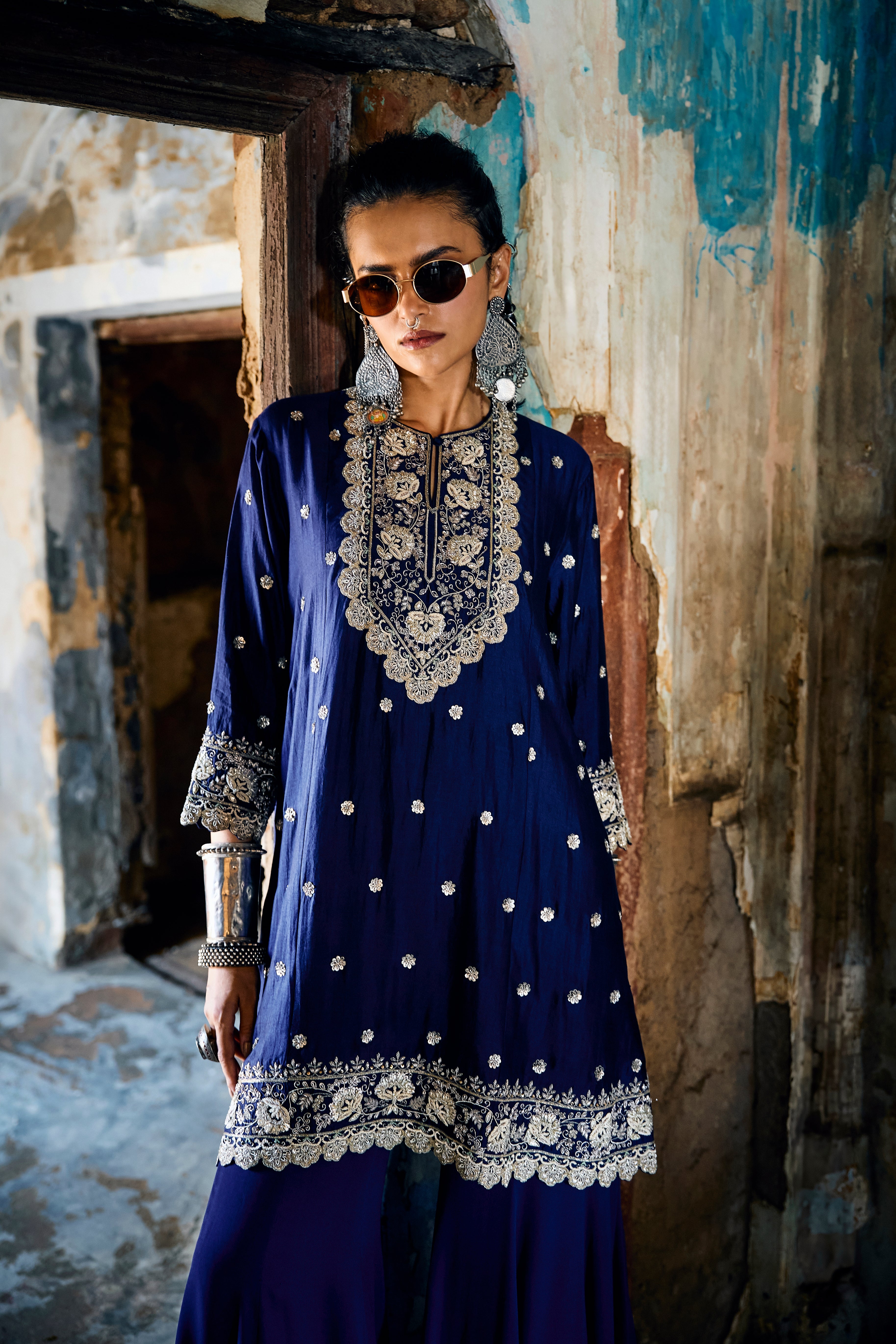 Emroidered Tuinc With Dupatta And Sharara