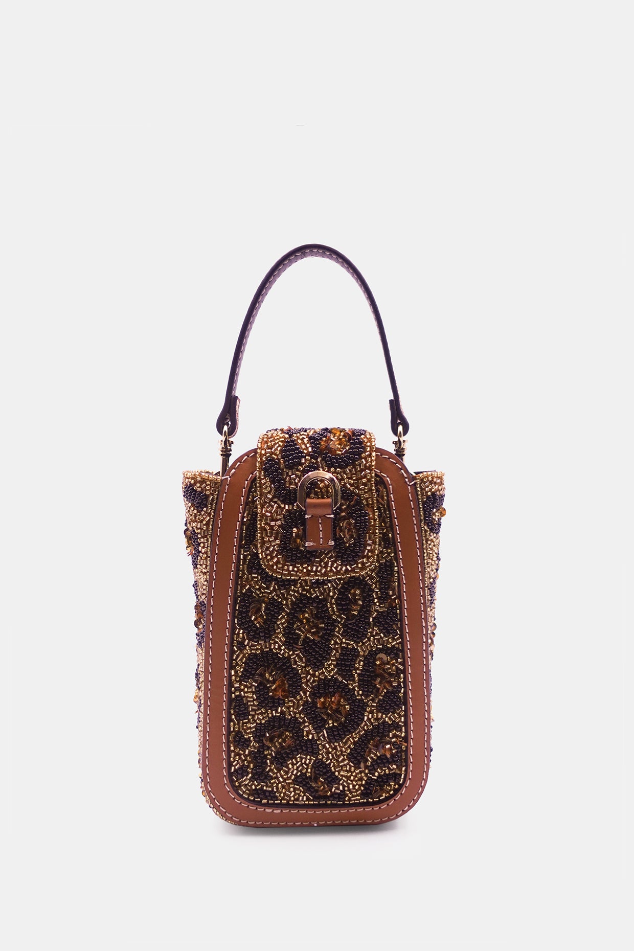 Leopard Print Hand-embellished Beaded Clutch Bag