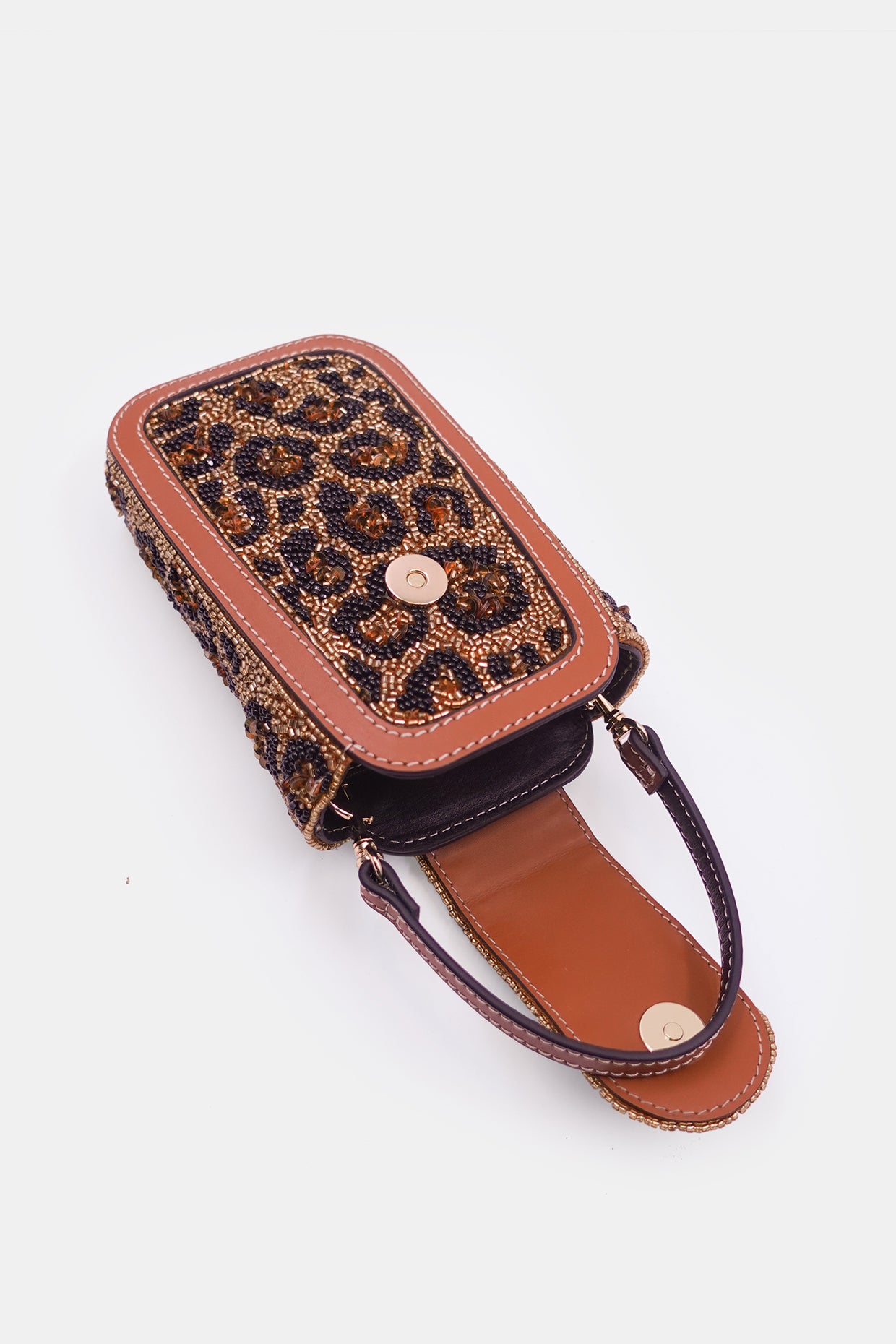 Leopard Print Hand-embellished Beaded Clutch Bag