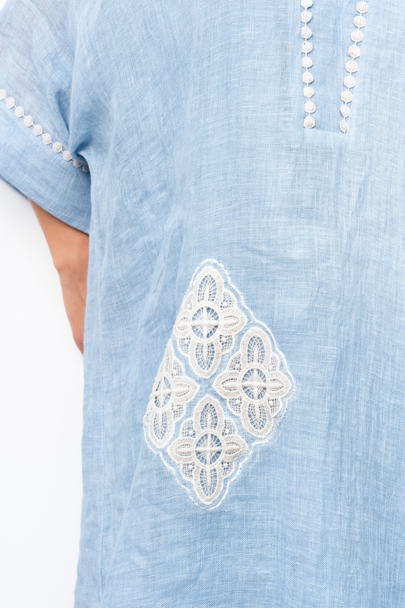 Powder Blue Linen Kaftan Kurta Set