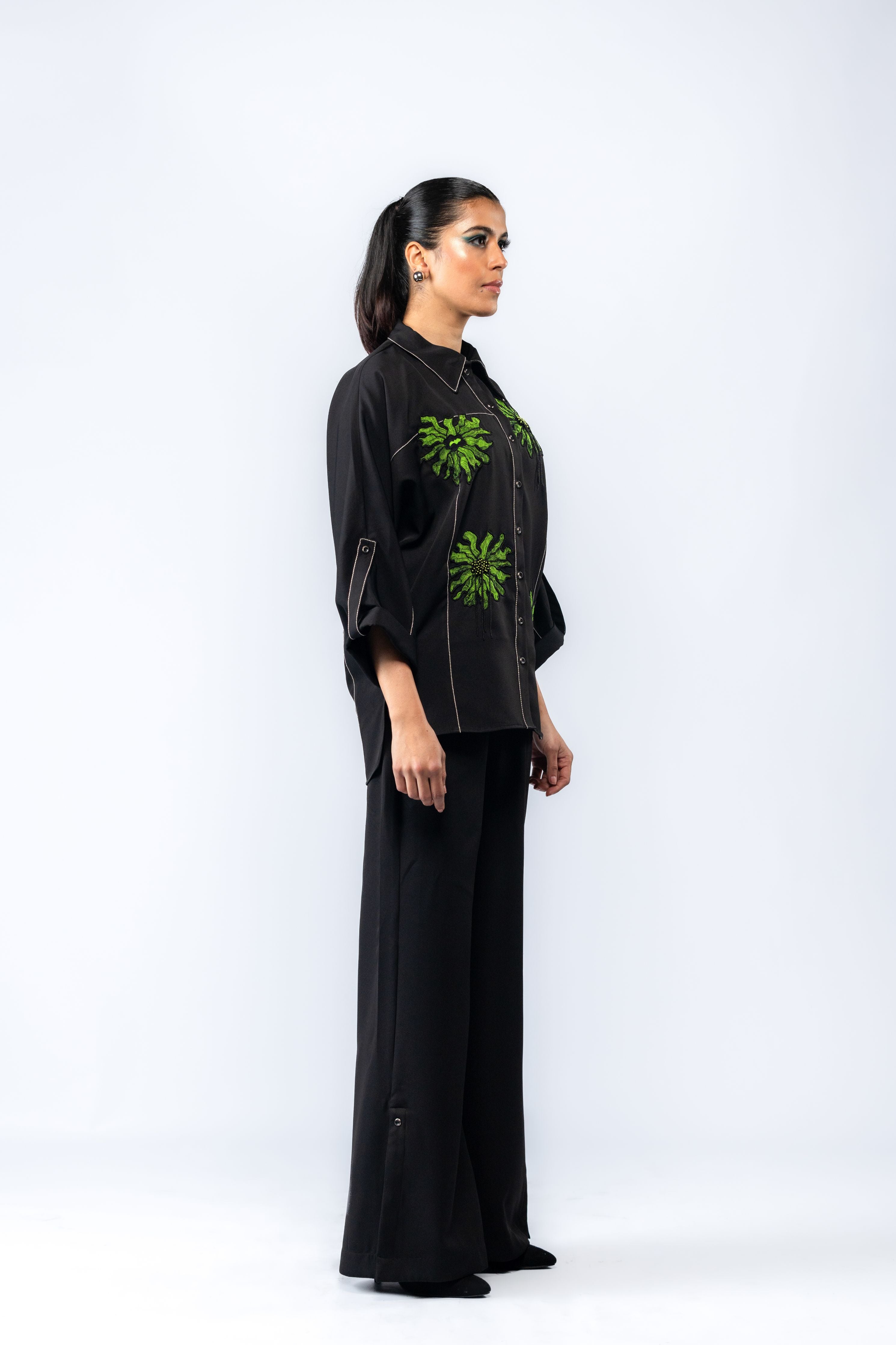 Hand Embroidered Floral Coord Set