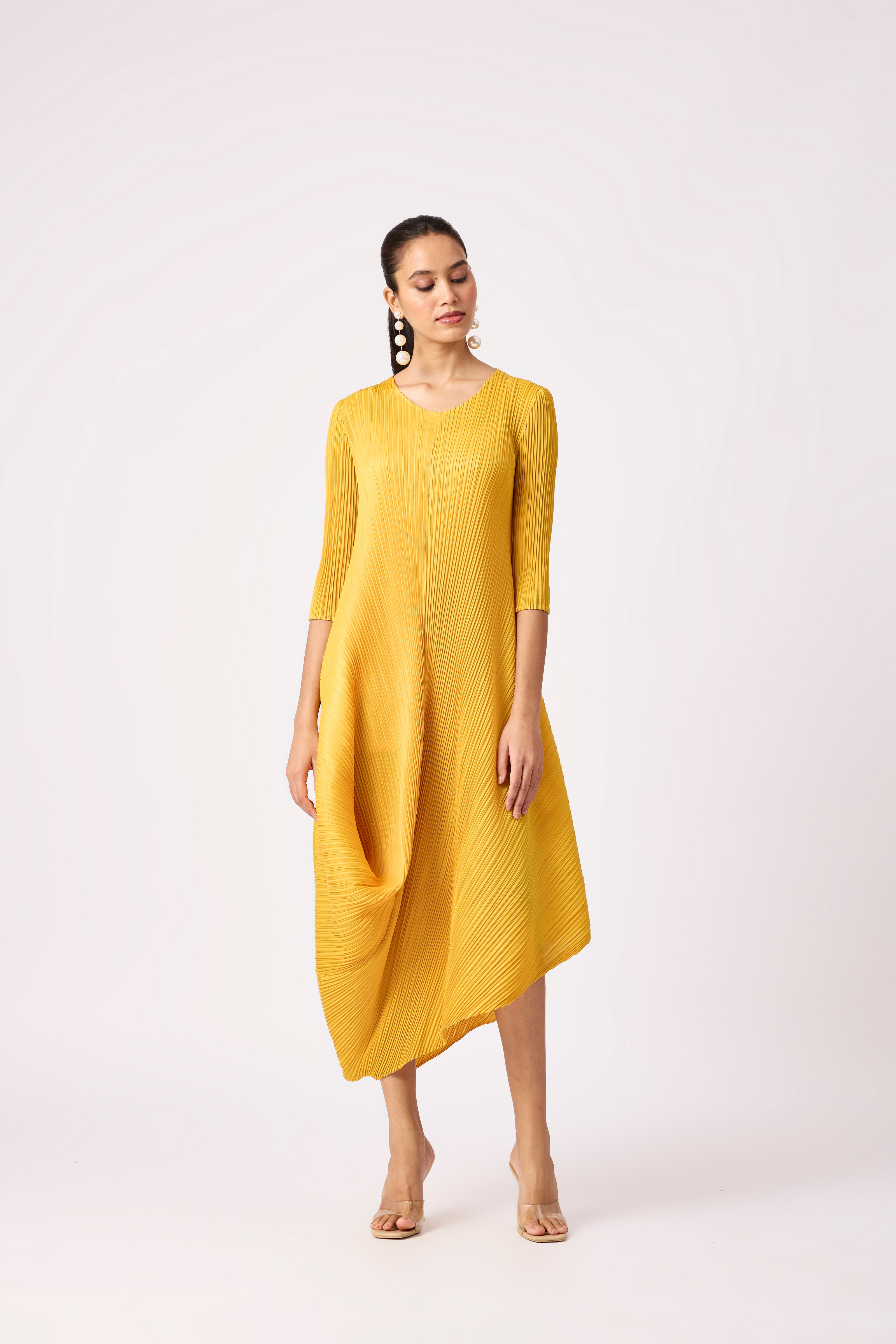 Laila Drape Dress - Yellow