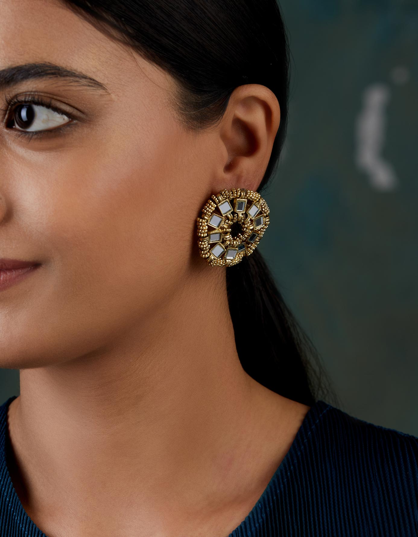 Buy Fresh Vibes Oxidised Golden Metal Mirror Work Chandbali 3 Jhumki  Earrings for Women - Stylish Trendy Party & Daily Use Afghani Boho Ear  Rings for Girls Online at Best Prices in