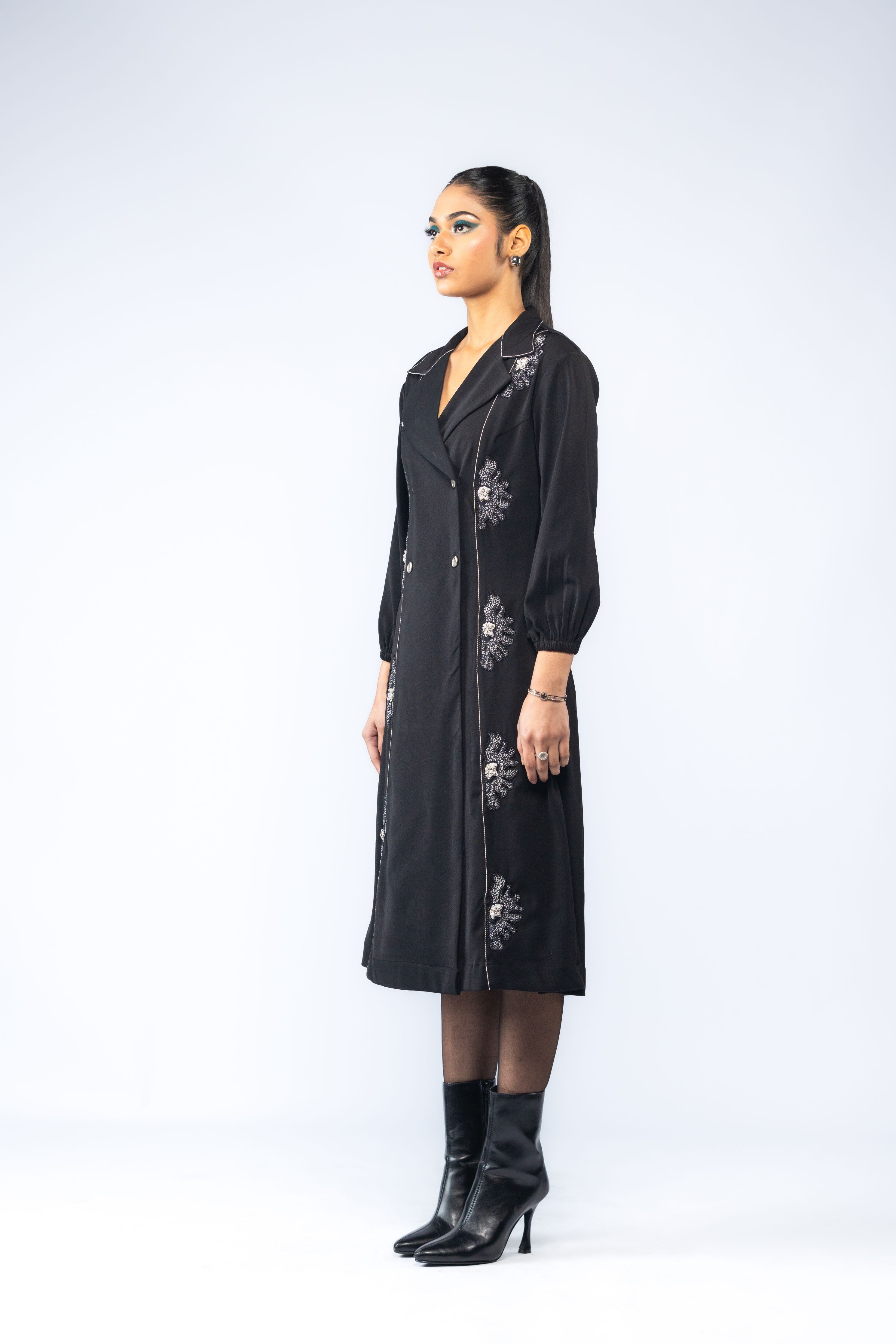 Hand Embroidered Trench Coat Dress