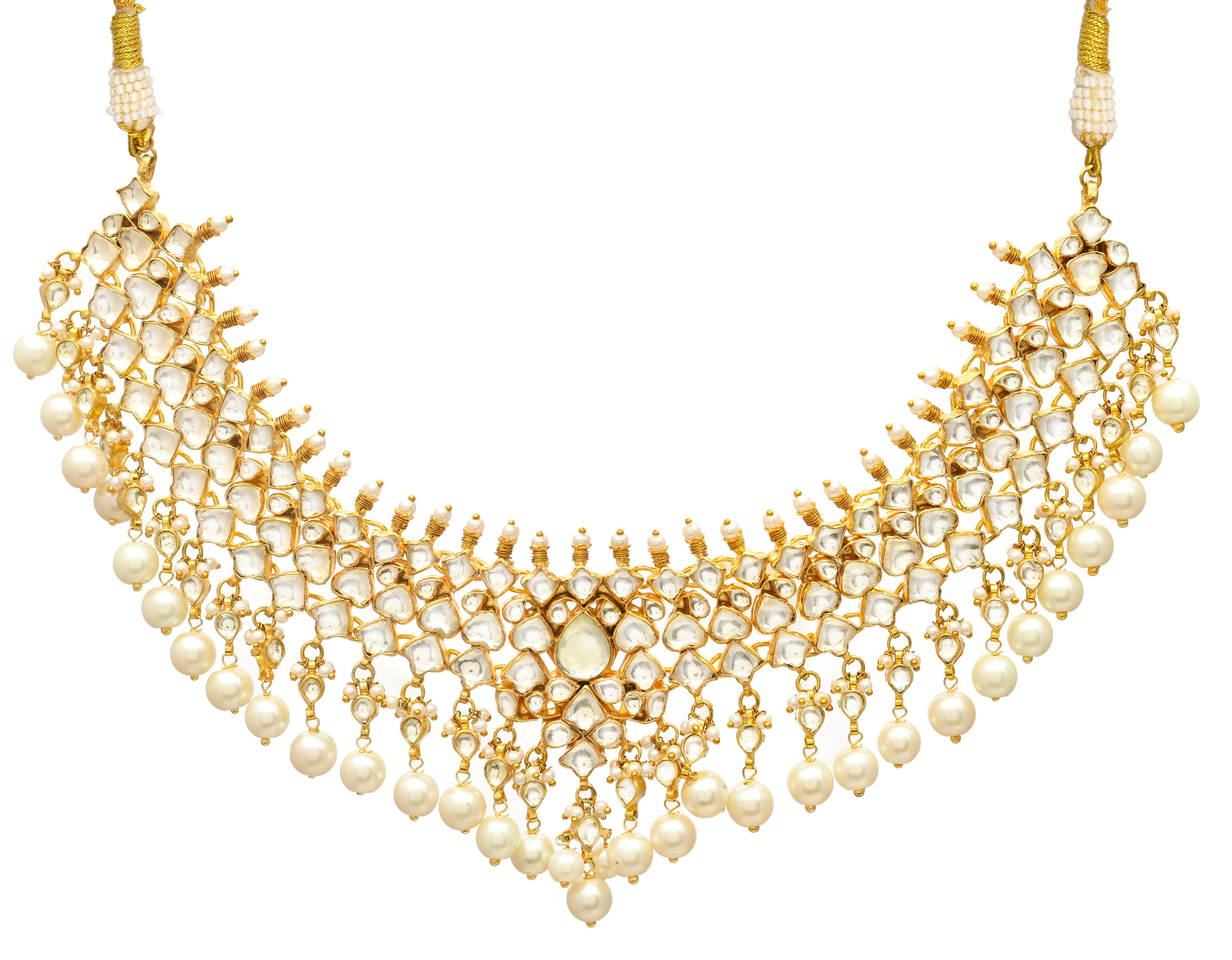 Kundan Gold Finish Jadau Set With Pearls