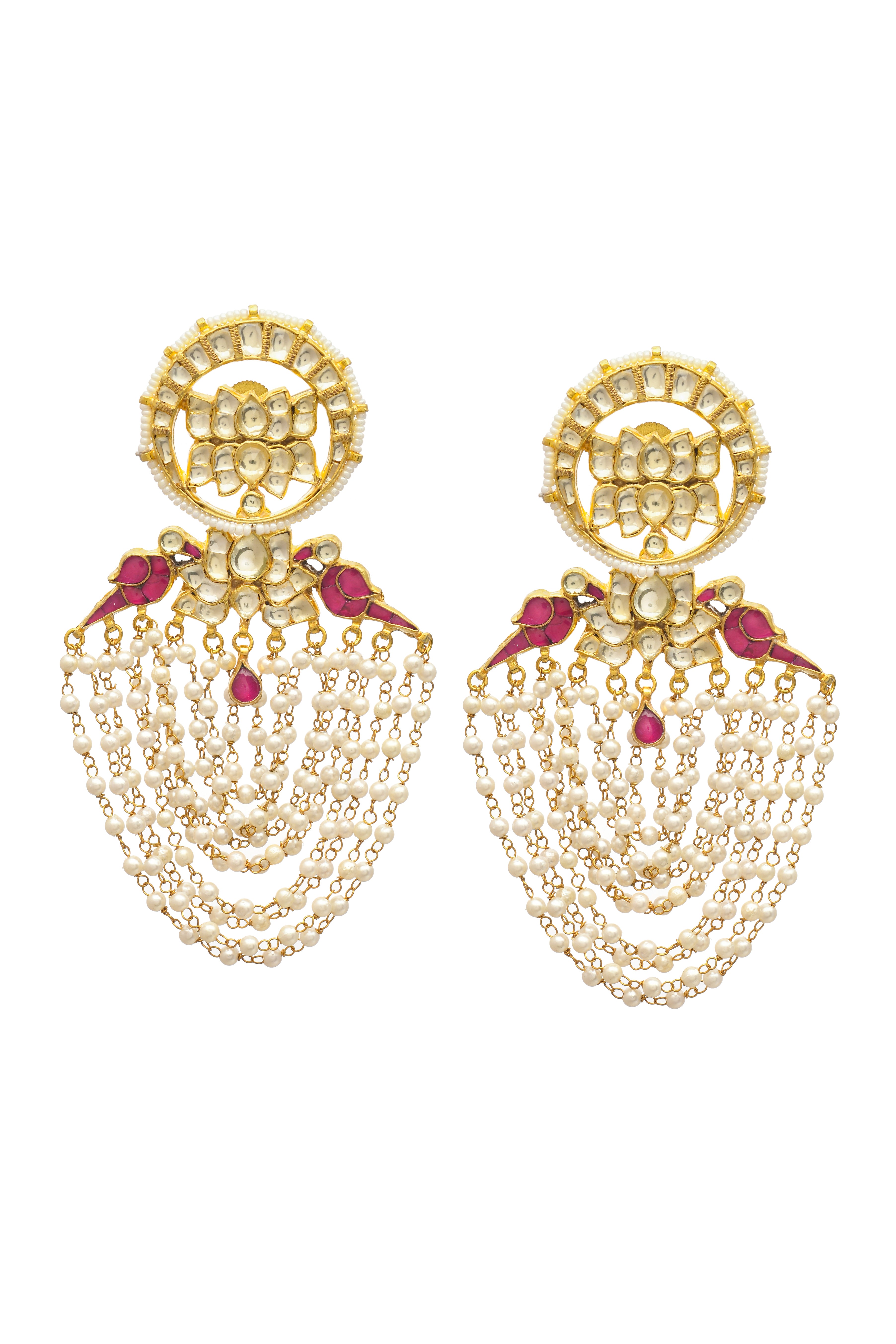 Kundan Gold Finish Jadau Dangle With Pearls