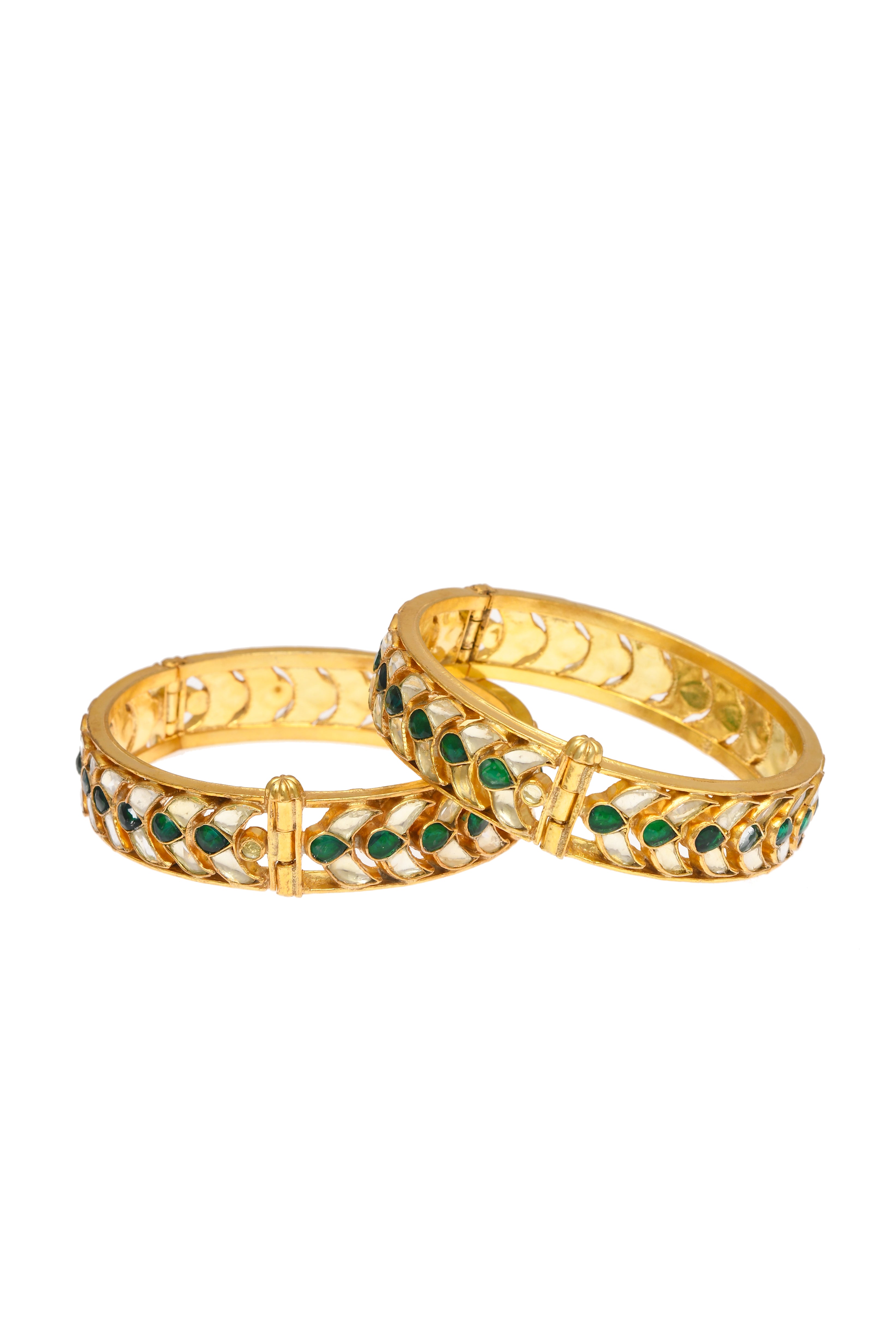 Green Jadau Bangle Set (2.4")