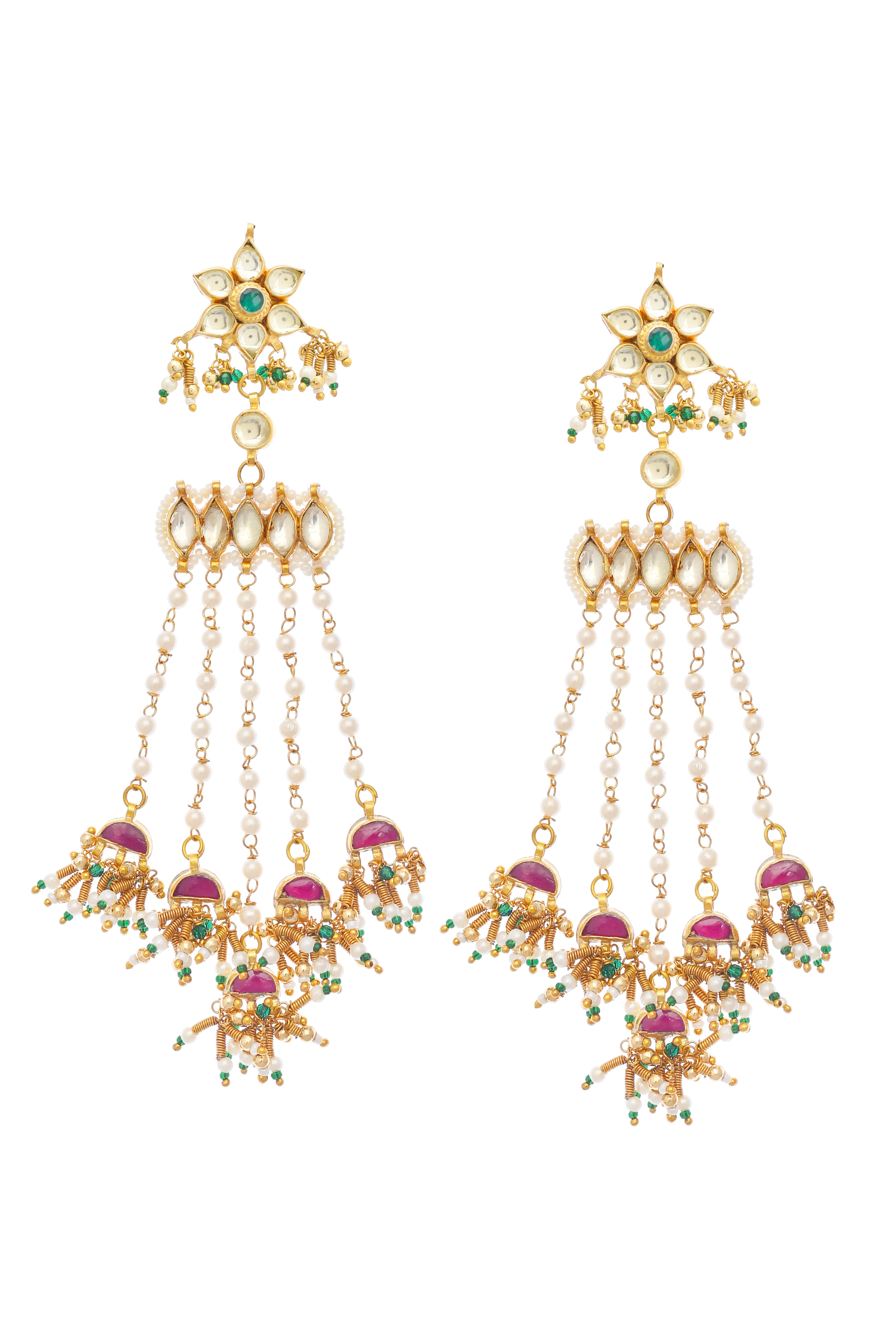 Multi Spiral Gold Finish Earrings