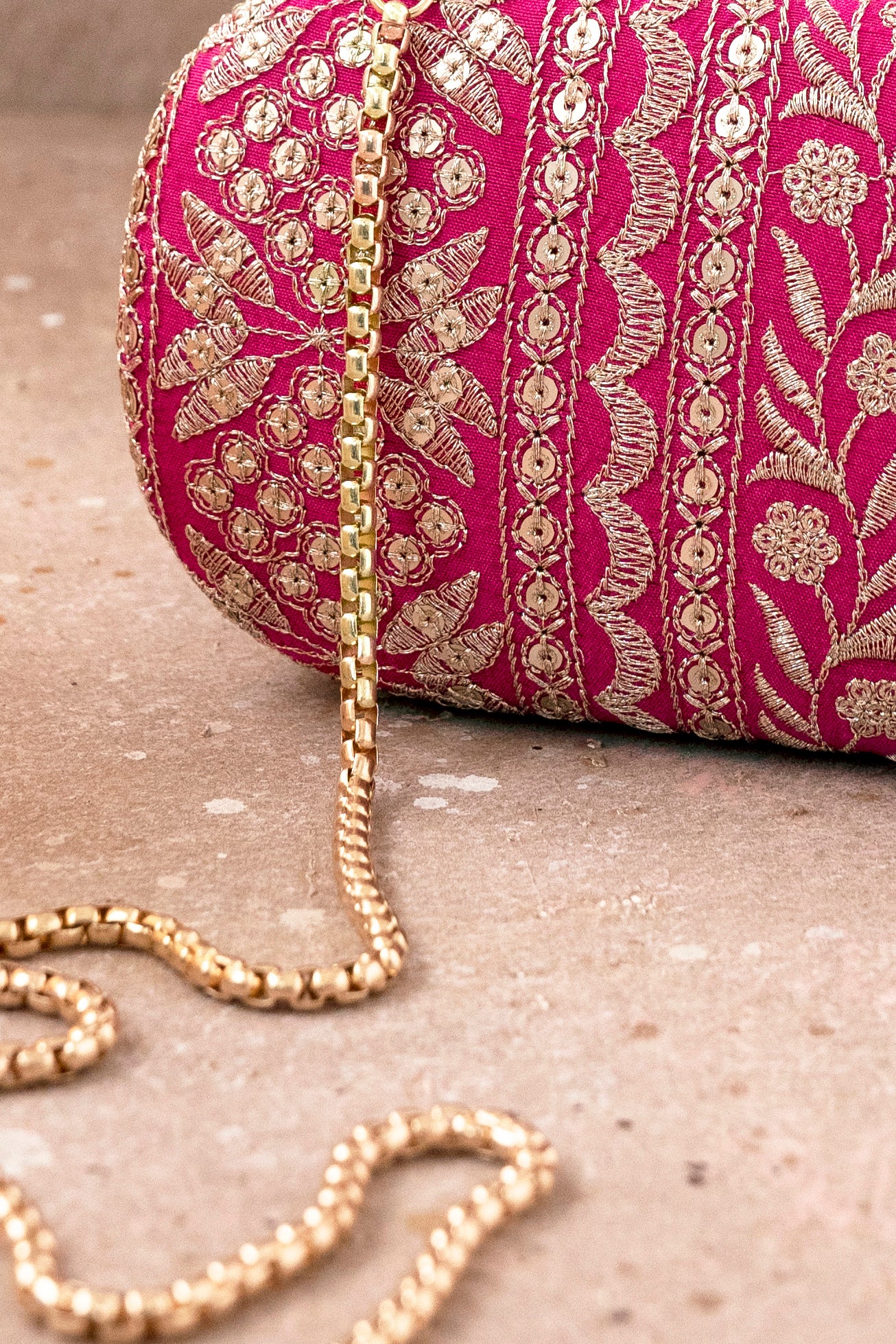 Heavy Embroidery Bridal Clutch | Pink Party Clutch