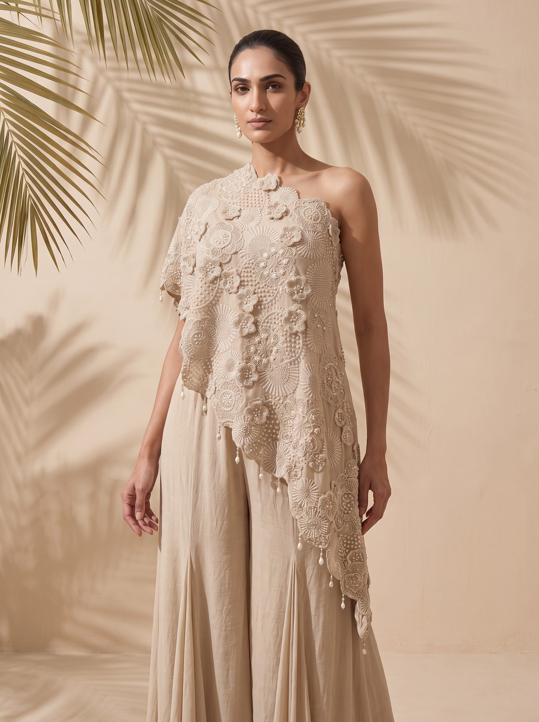 Solane -  One Shoulder Cape Top With Sequins