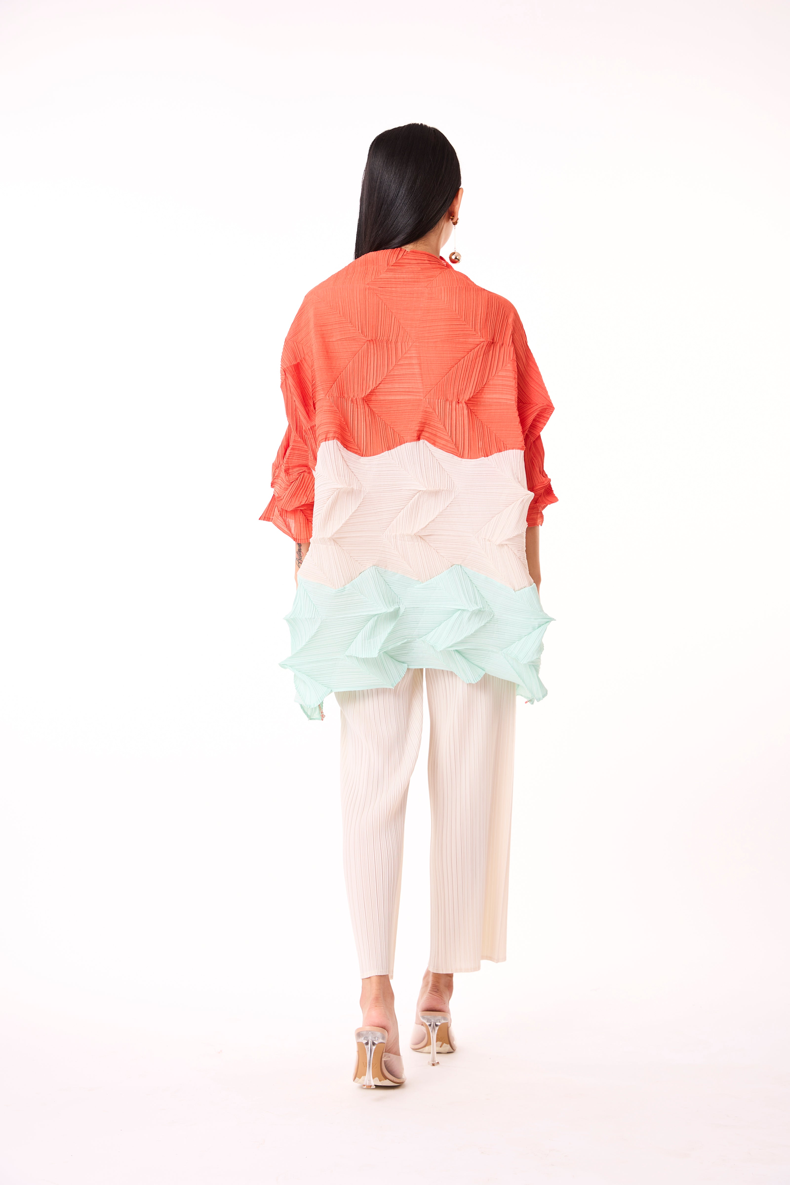 Mona Colourblock Top - Orange & Mint