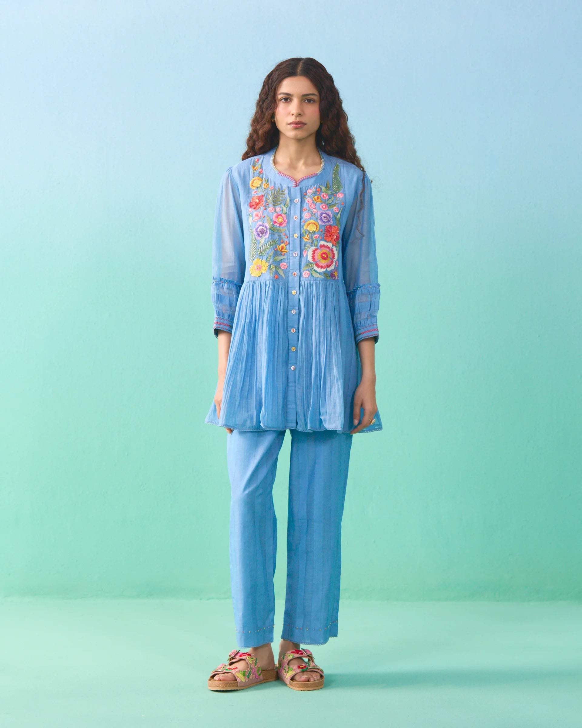 Ziba Flared Co-ord Set - Blue