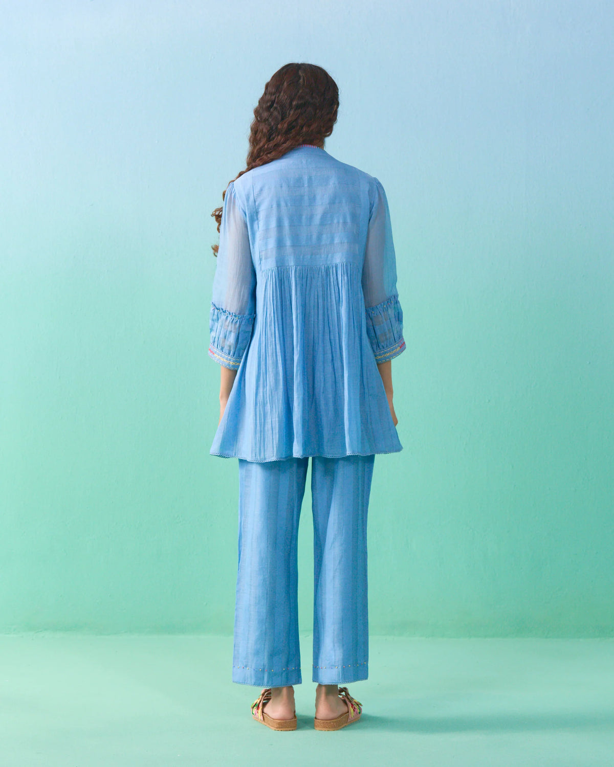 Ziba Flared Co-ord Set - Blue