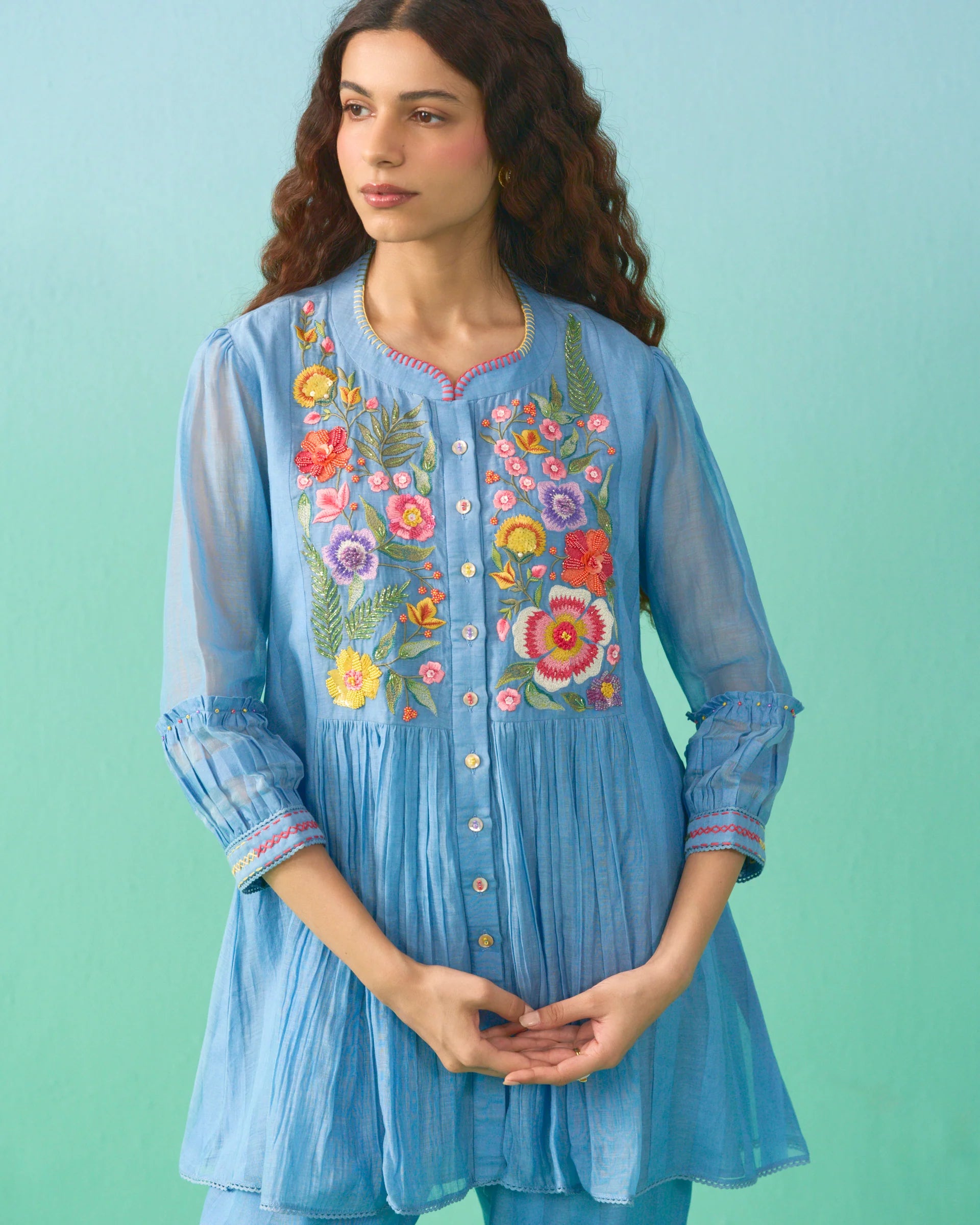 Ziba Flared Co-ord Set - Blue