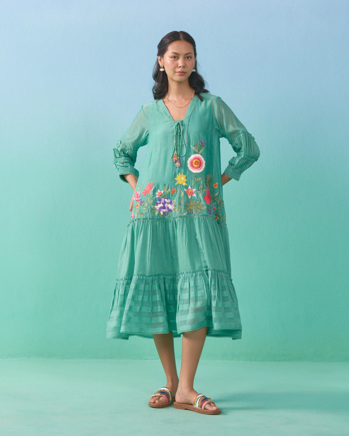 Lailah Flared Dress - Green
