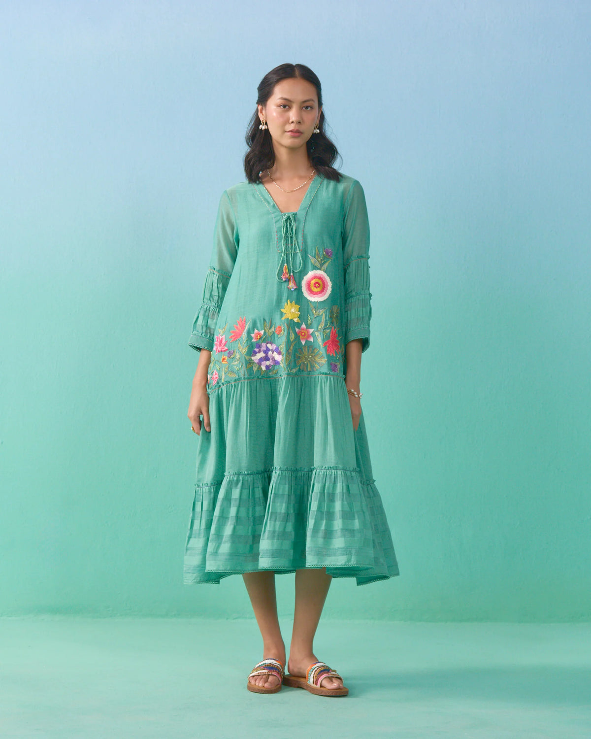 Lailah Flared Dress - Green