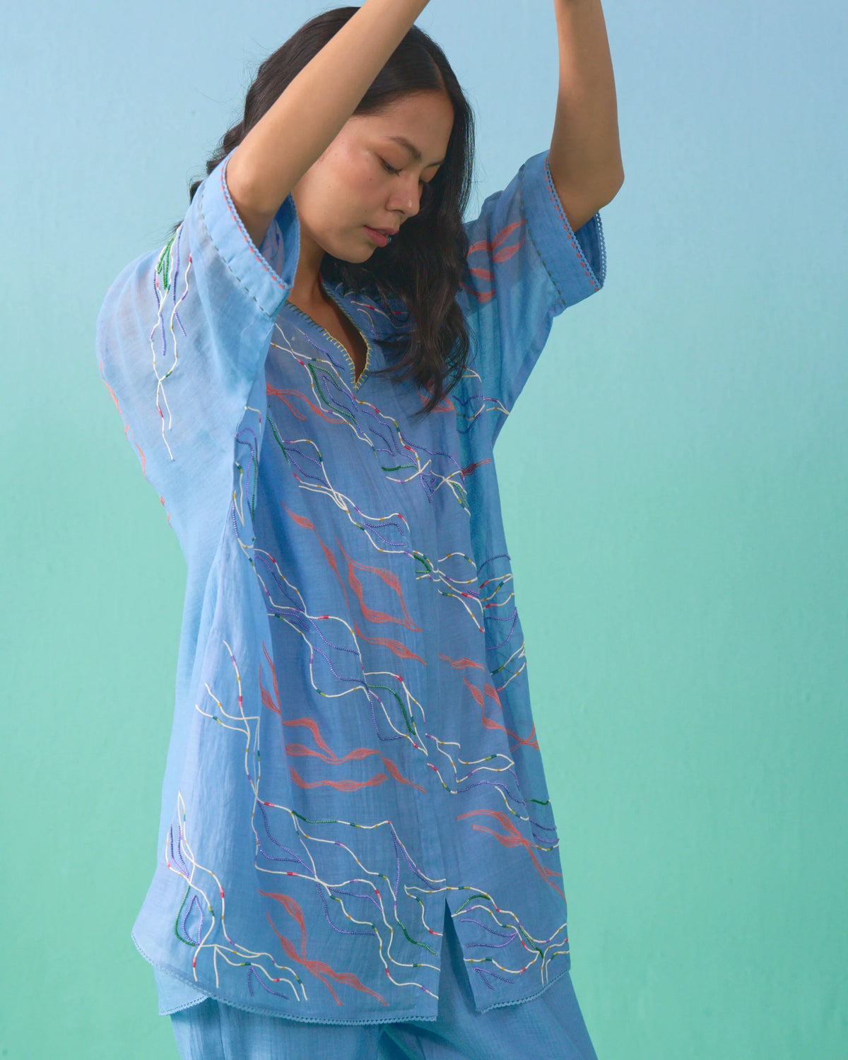 Nasrin Anti Fit Dress - Blue