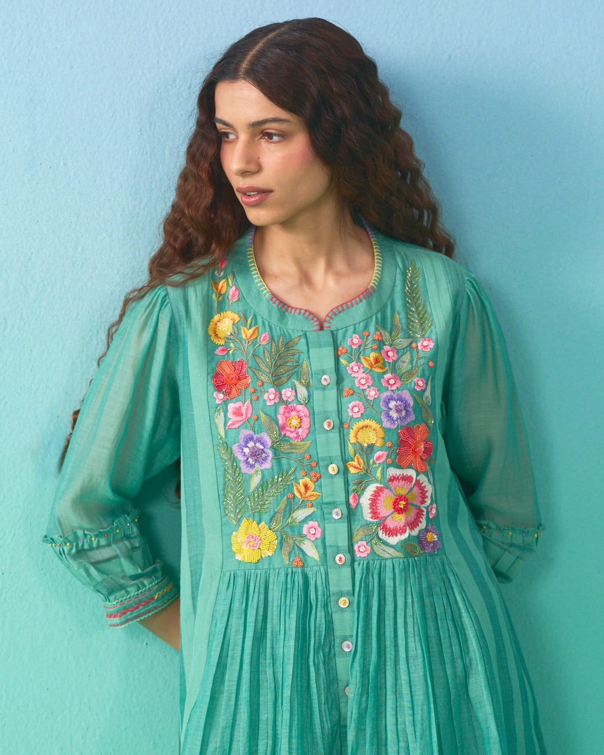 Ziba Flared Co-ord Set- Green