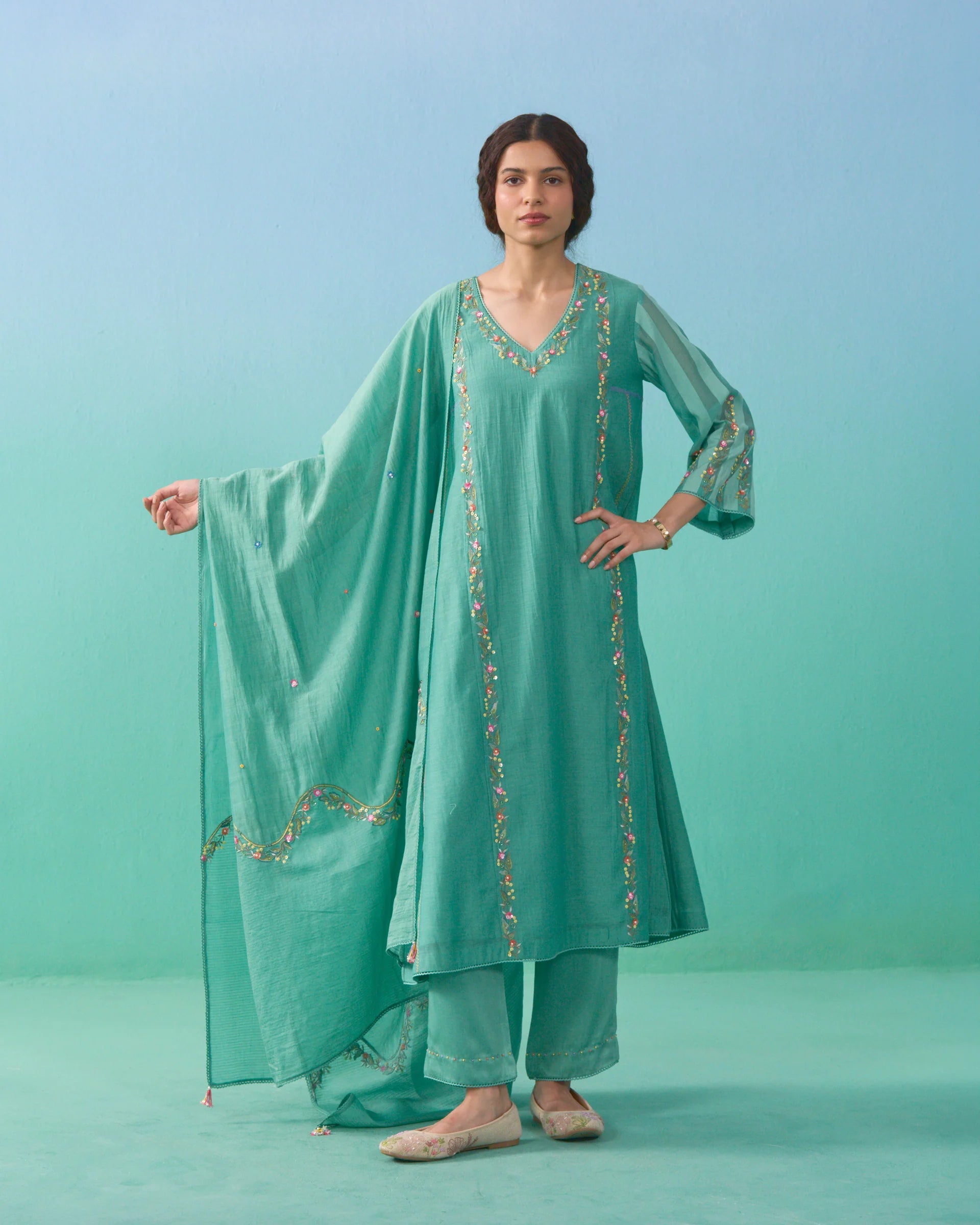 Roza Kurta Set - Green