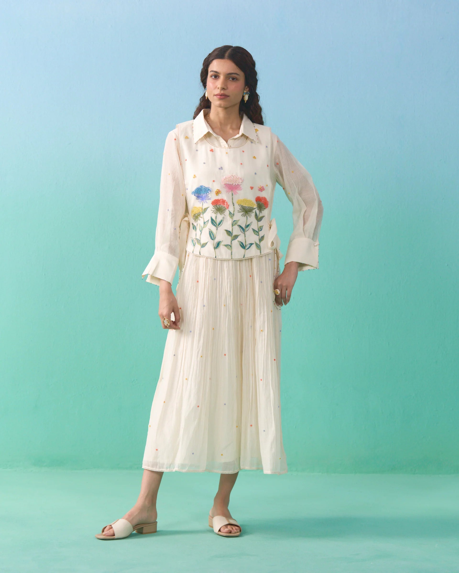Fluer Bib Dress - Ivory