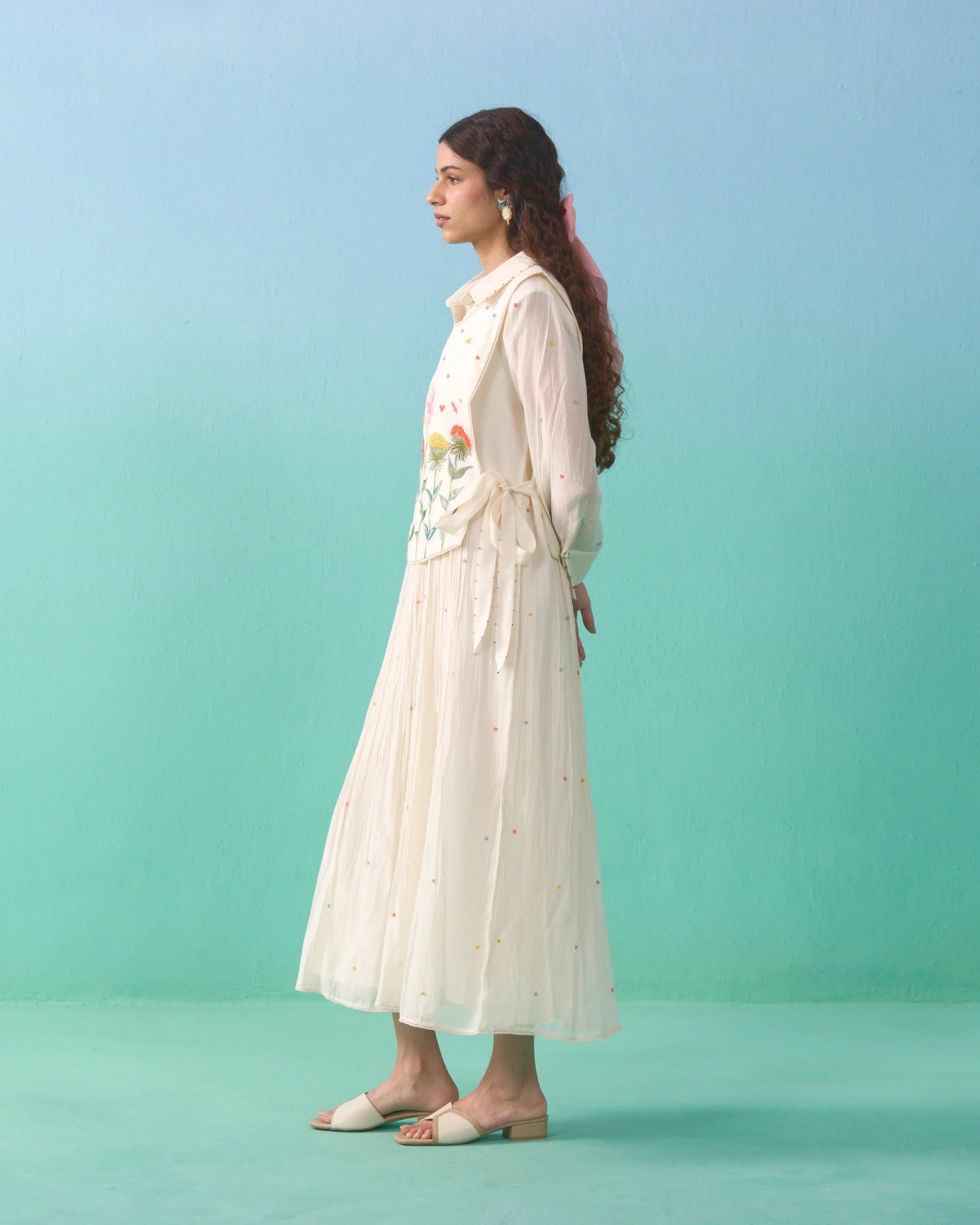 Fluer Bib Dress - Ivory