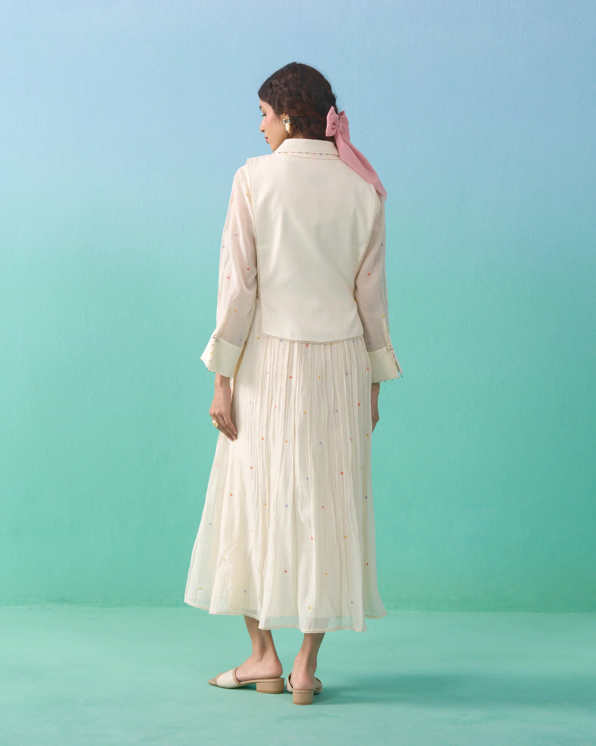Fluer Bib Dress - Ivory