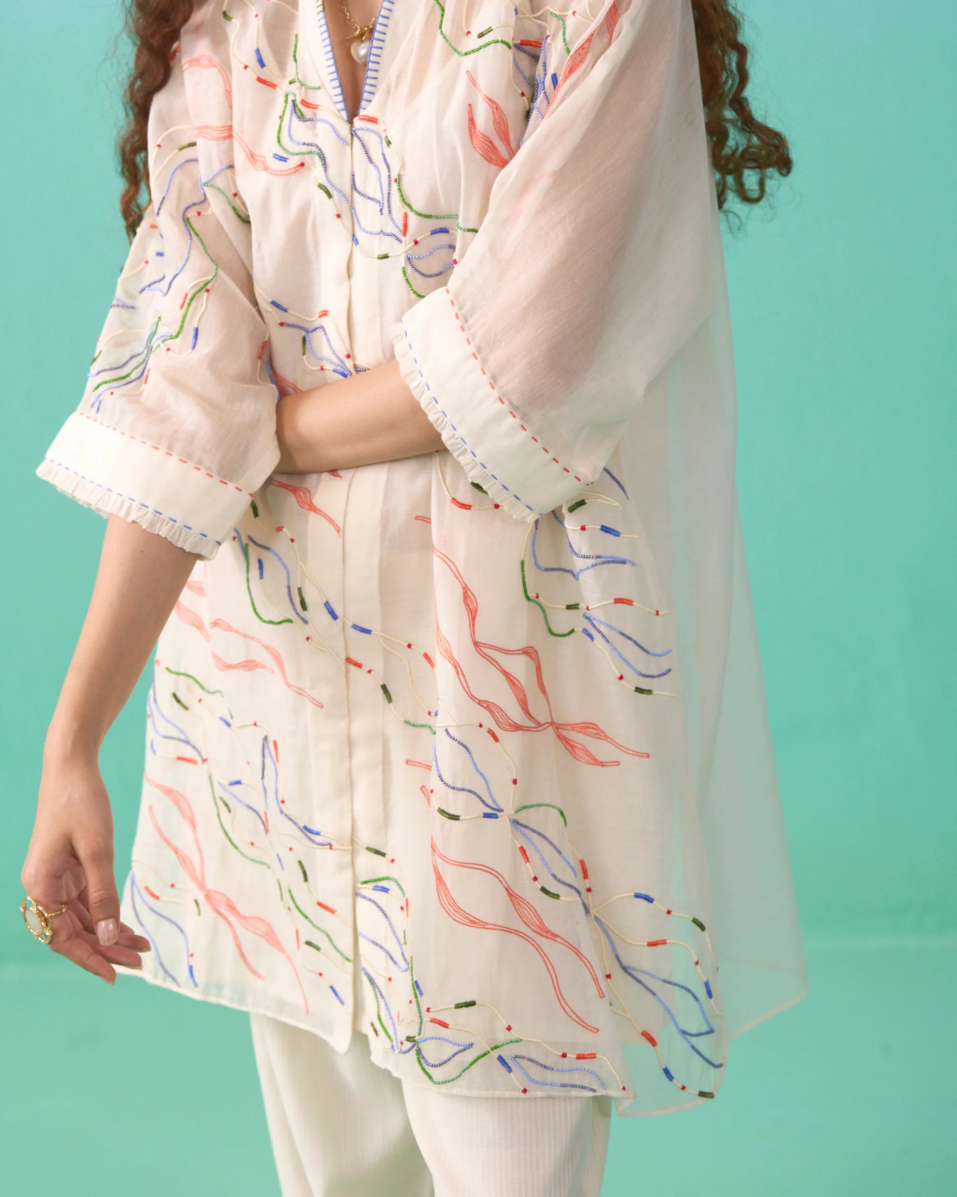 Nasrin Anti Fit Dress - Ivory
