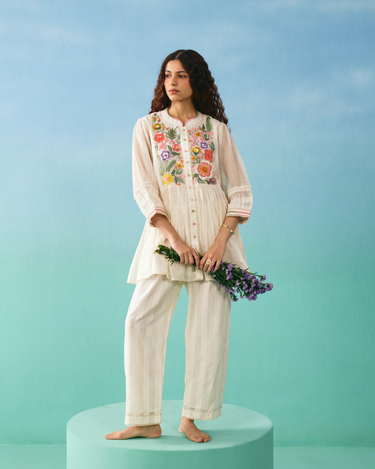 Ziba Flared Co-ord Set - Ivory