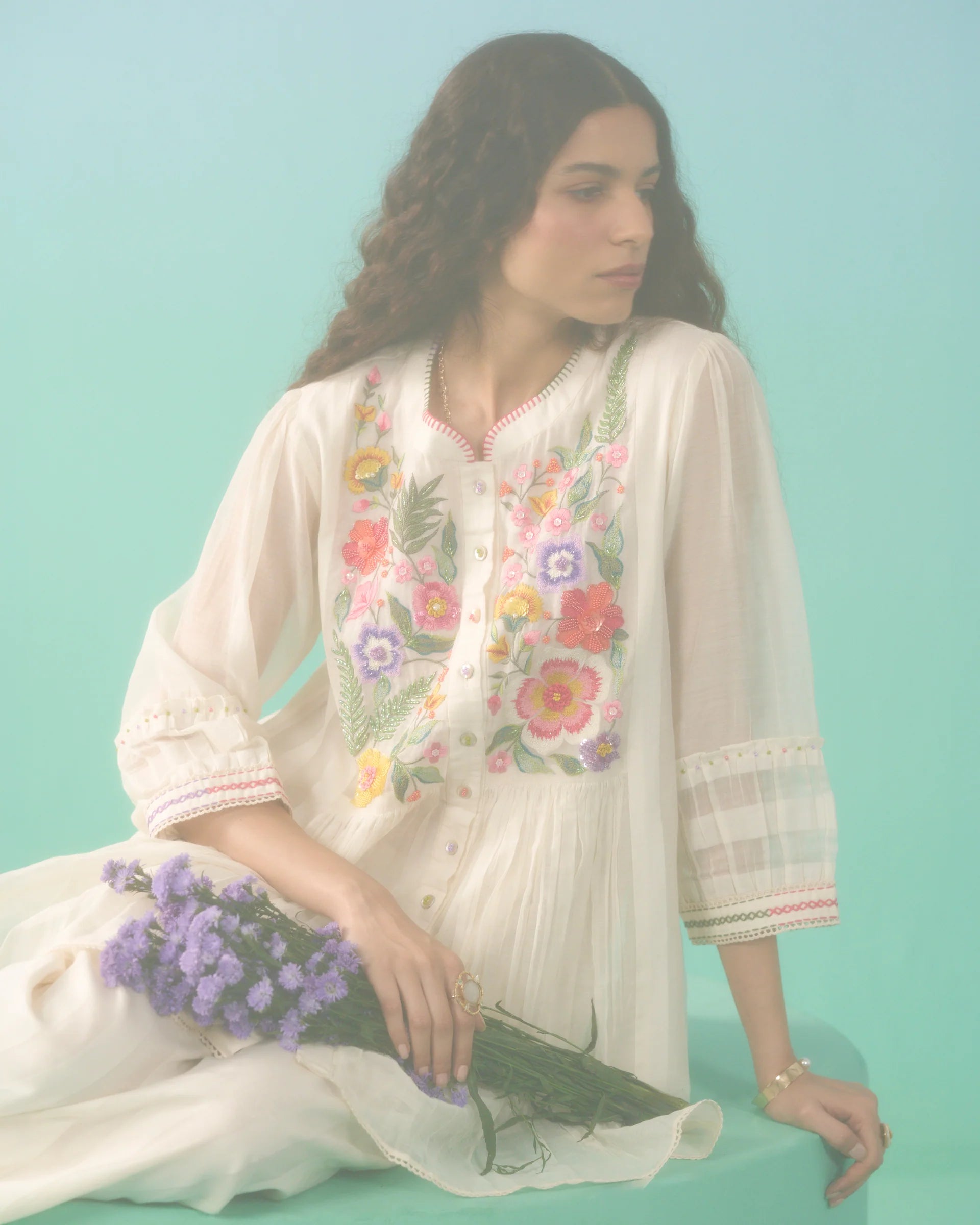 Ziba Flared Co-ord Set - Ivory