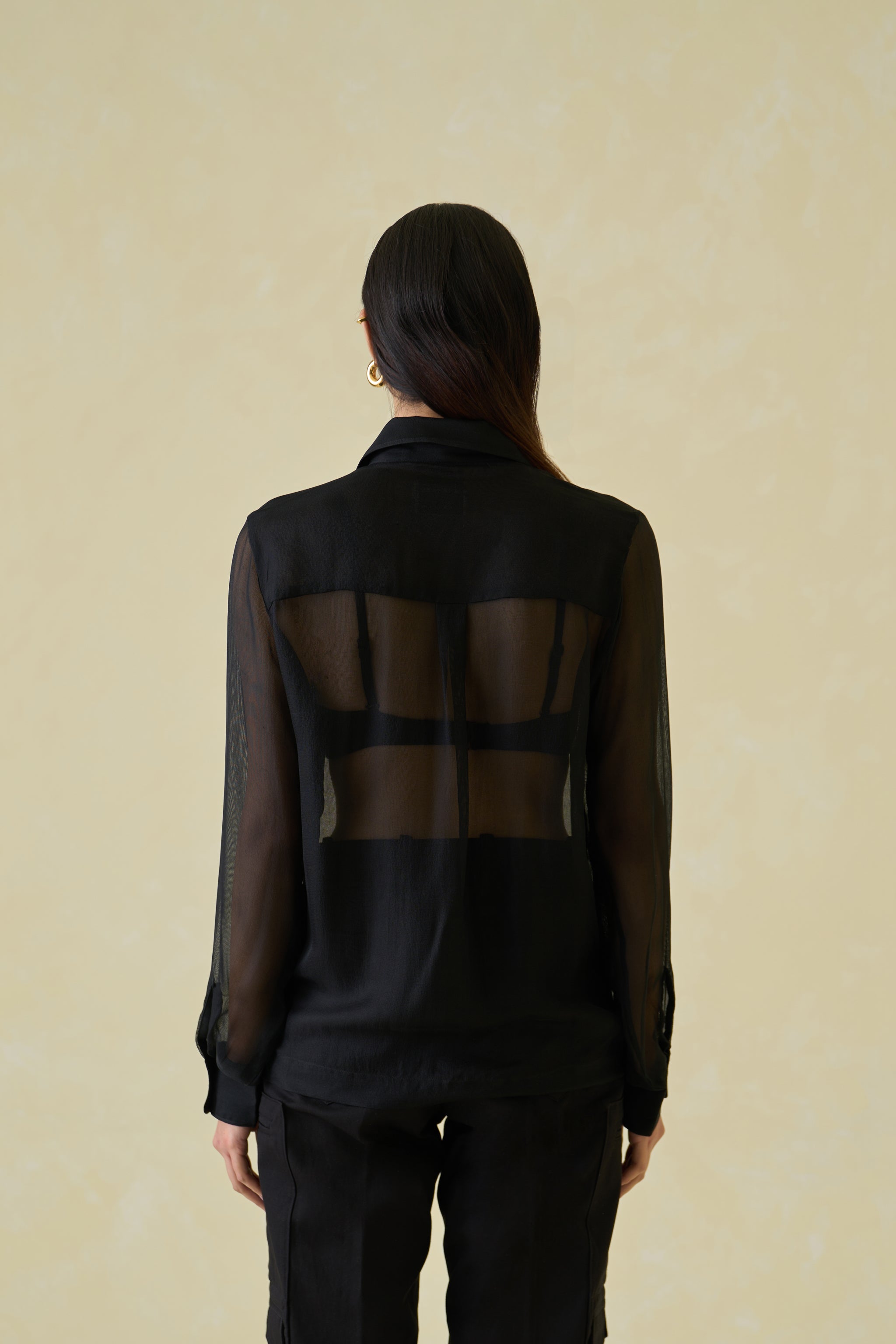 Silk-Mesh Boxy Shirt