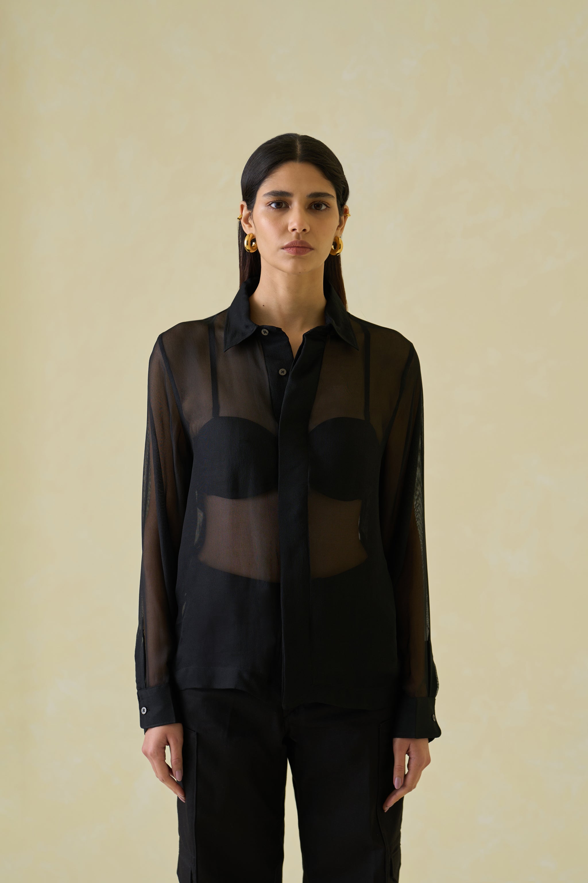 Silk-Mesh Boxy Shirt