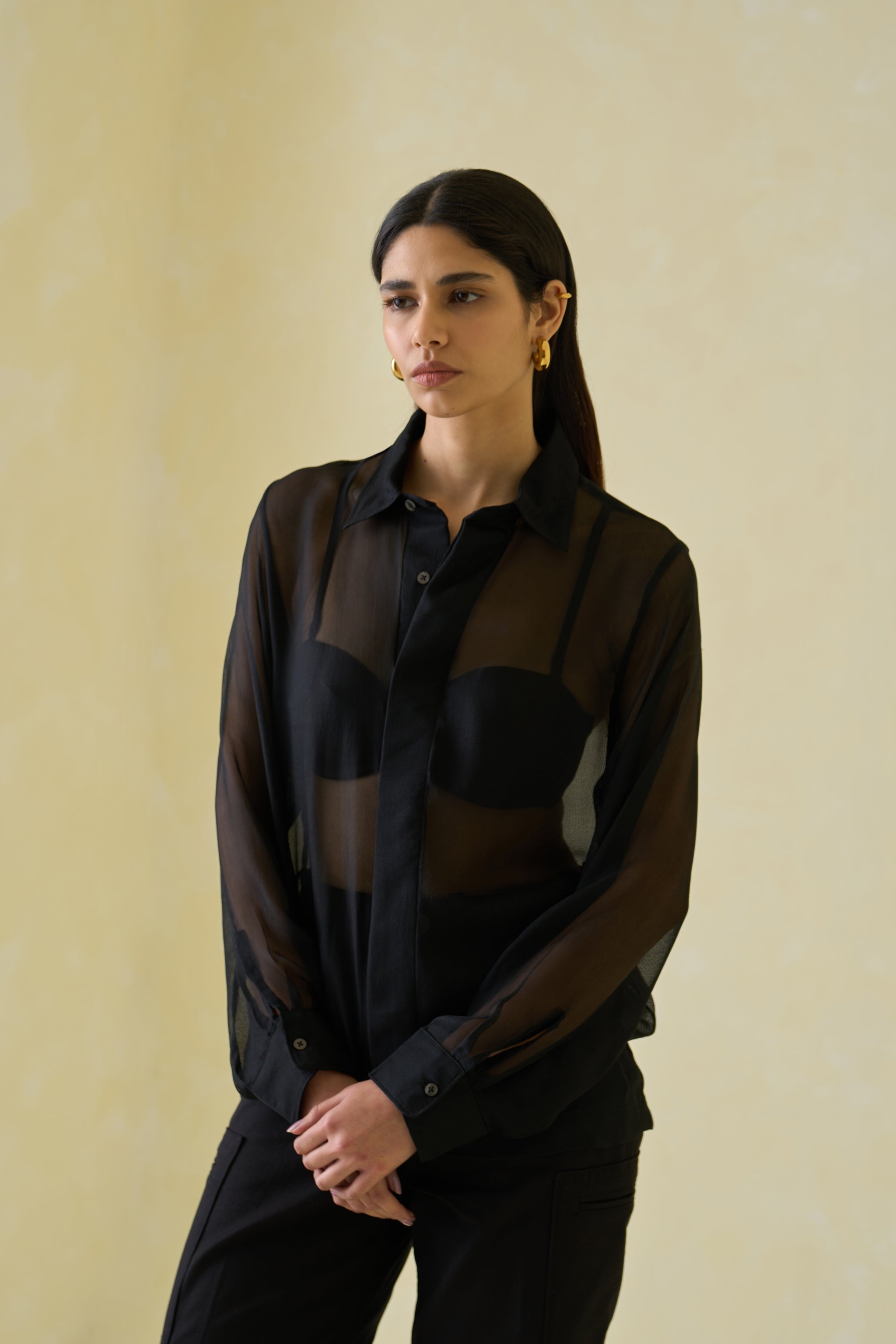 Silk-Mesh Boxy Shirt