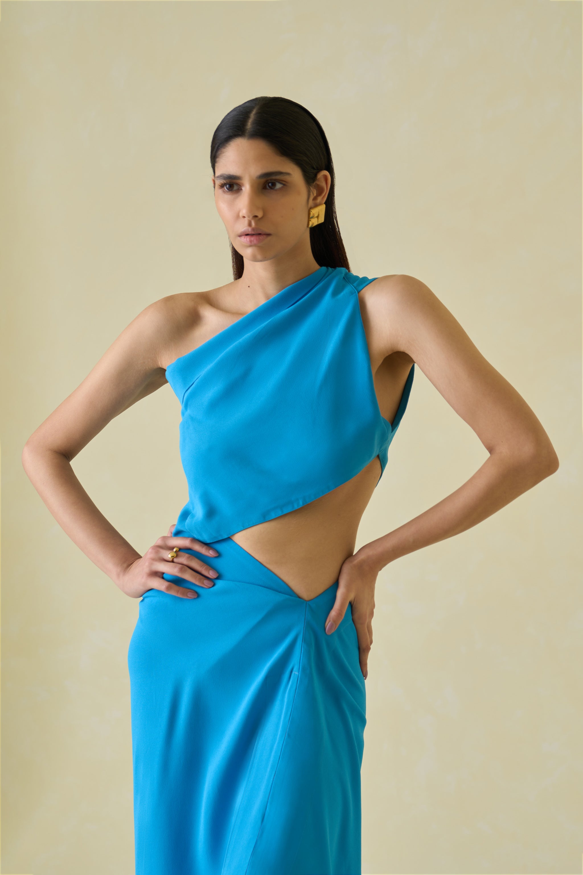 One-Shoulder Sari Top