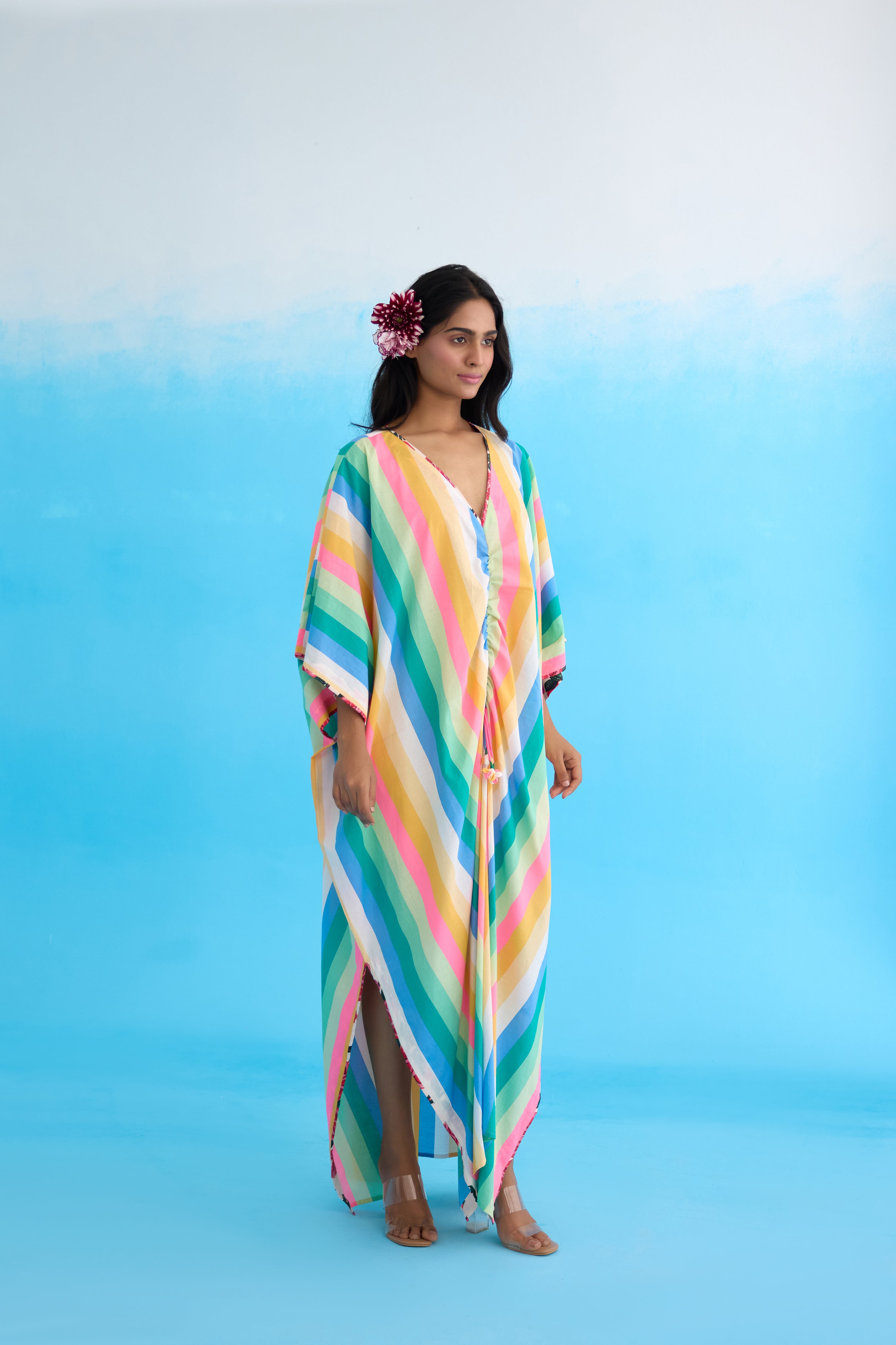 Rainbow Stripes Kaftan Dress