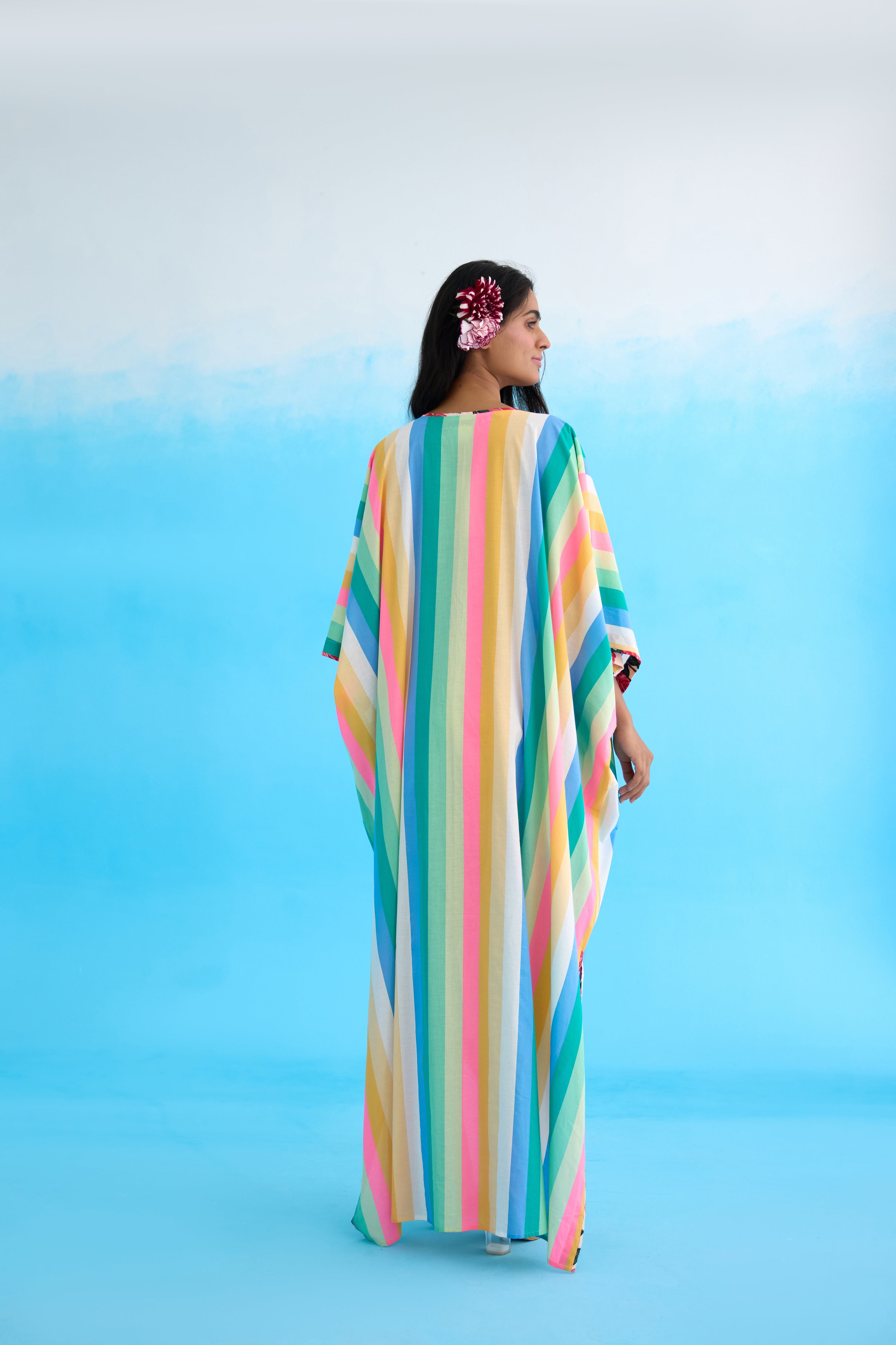 Rainbow Stripes Kaftan Dress
